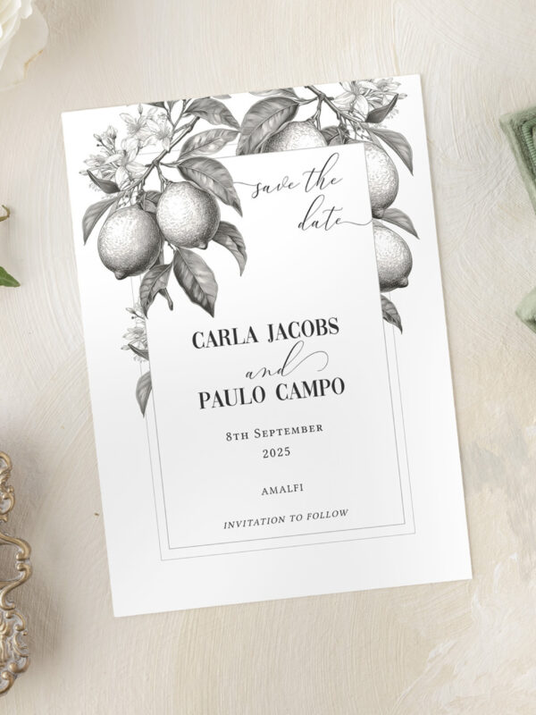 Tuscan Lemon Grove Wedding Save the Date Template