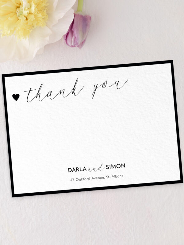 Monochrome Border Couple's Correspondence Thank You Card