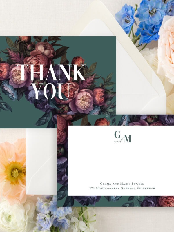 Baroque Peony Wedding Thank You Notelet