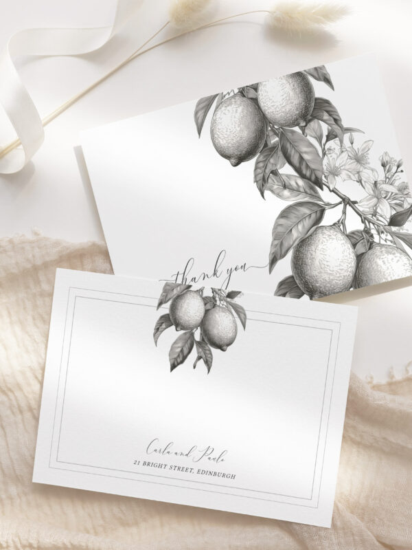 Tuscan Lemon Grove Wedding Thank You Note Card