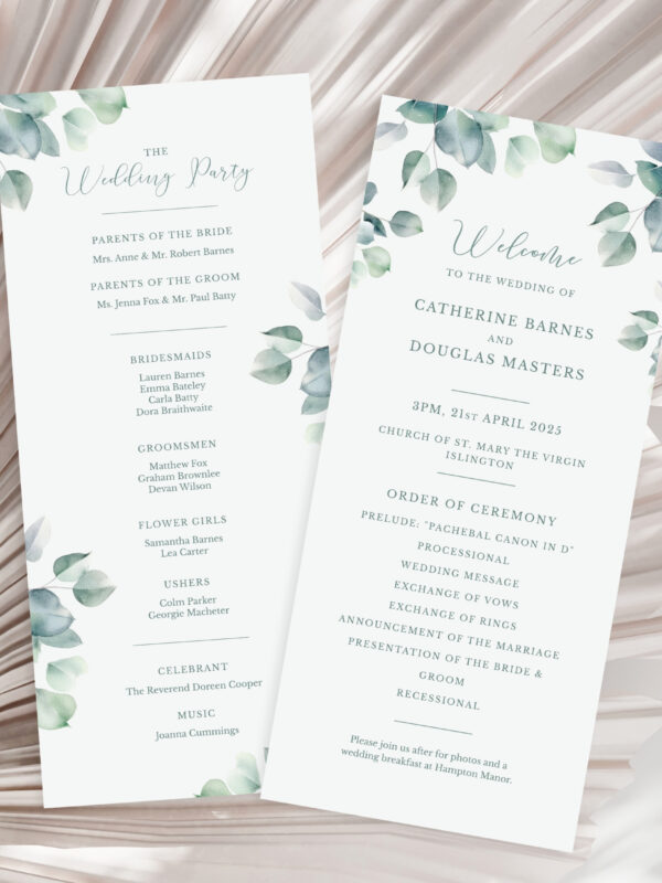 Eucalyptus Elegance Wedding Program Template