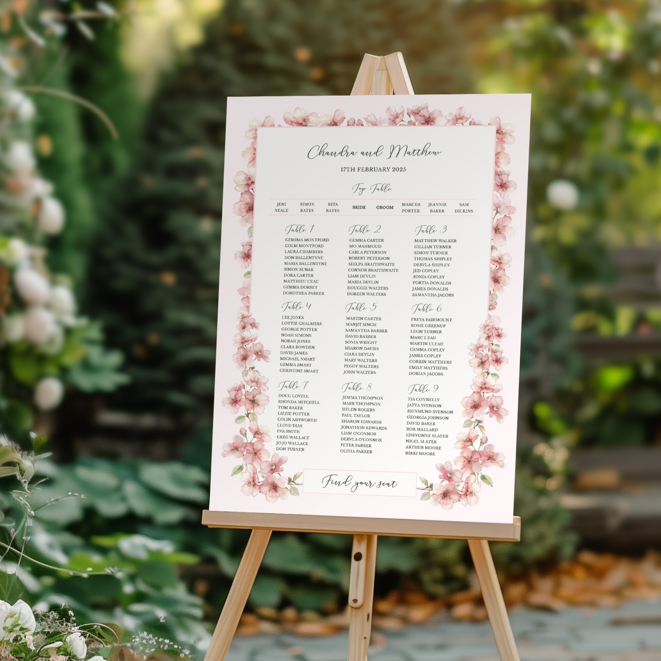 Sakura Cherry Blossom Seating Chart