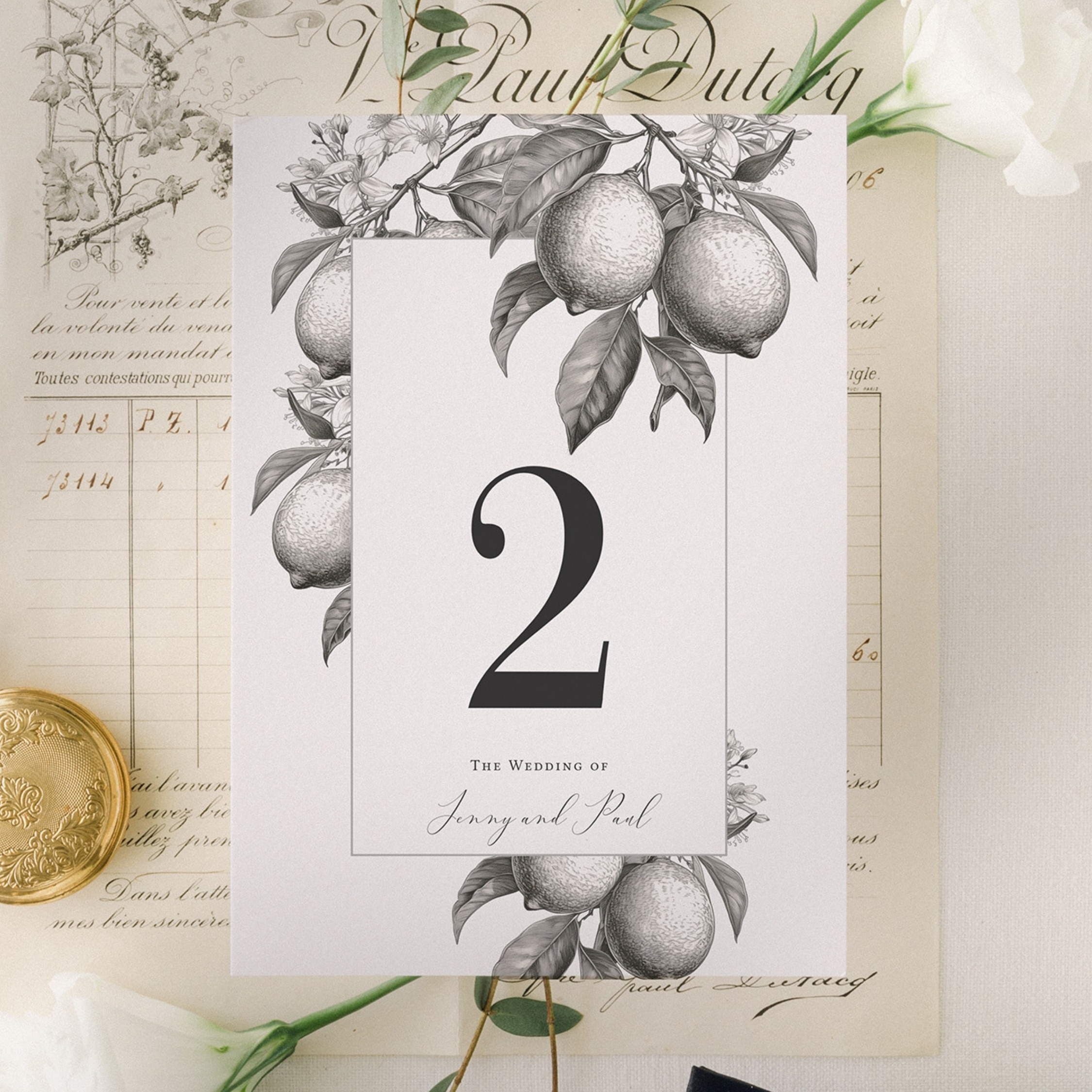 Tuscan Lemon Table Numbers