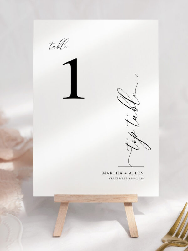Essence Wedding Table Number Template