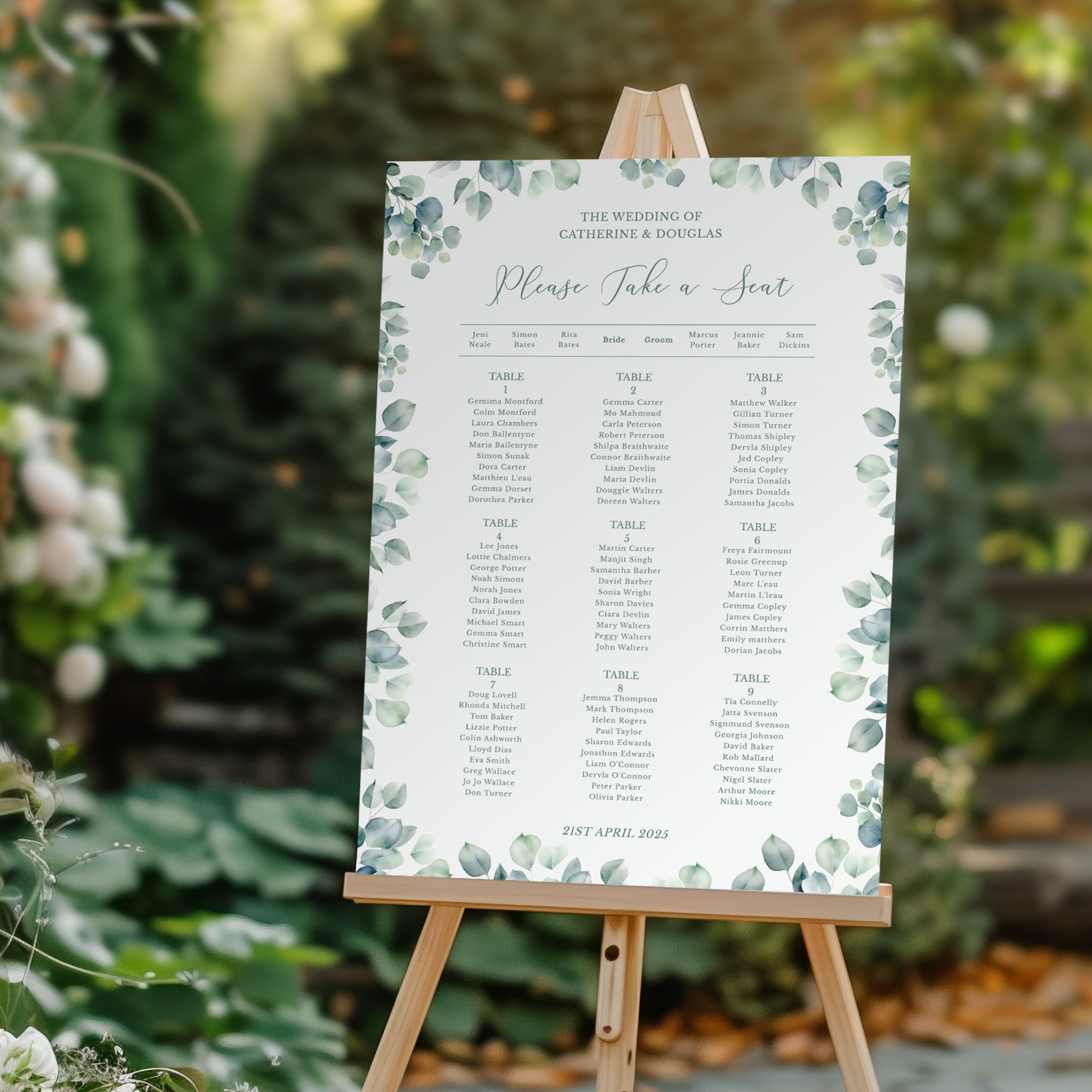 Greenery Eucalyptus Seating Chart