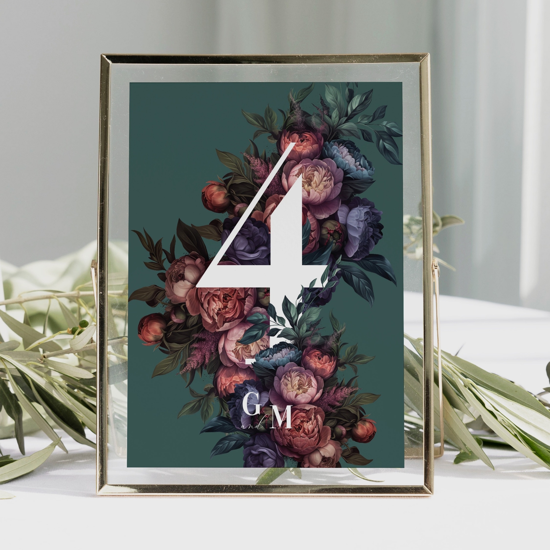 Baroque Peony Table Numbers