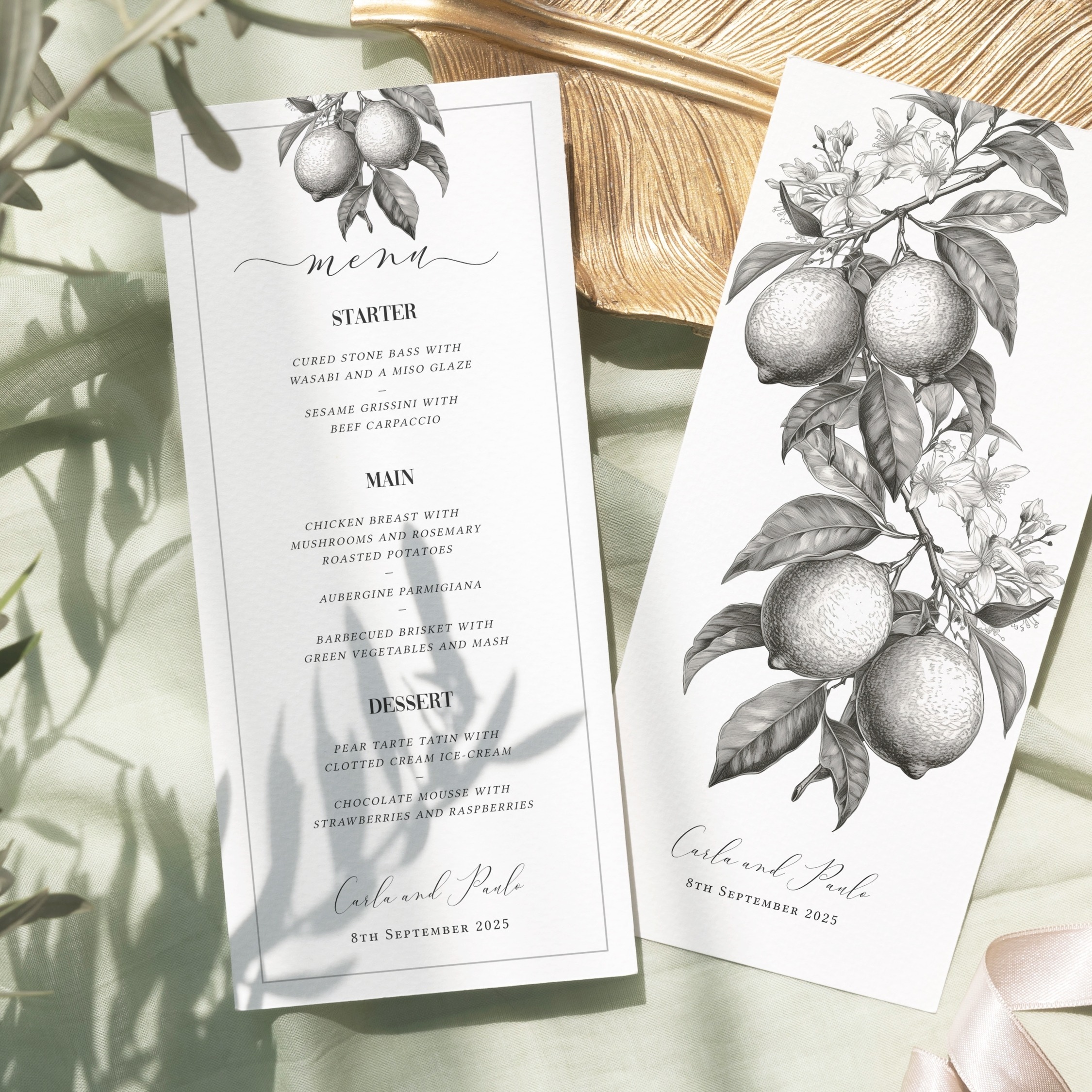 Tuscan Lemon Slim Wedding Menu
