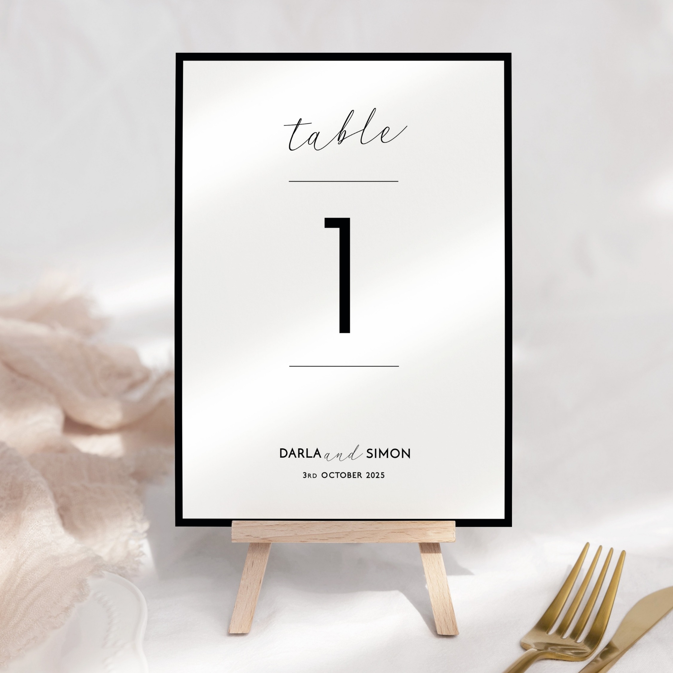 Monochrome Border Table Numbers