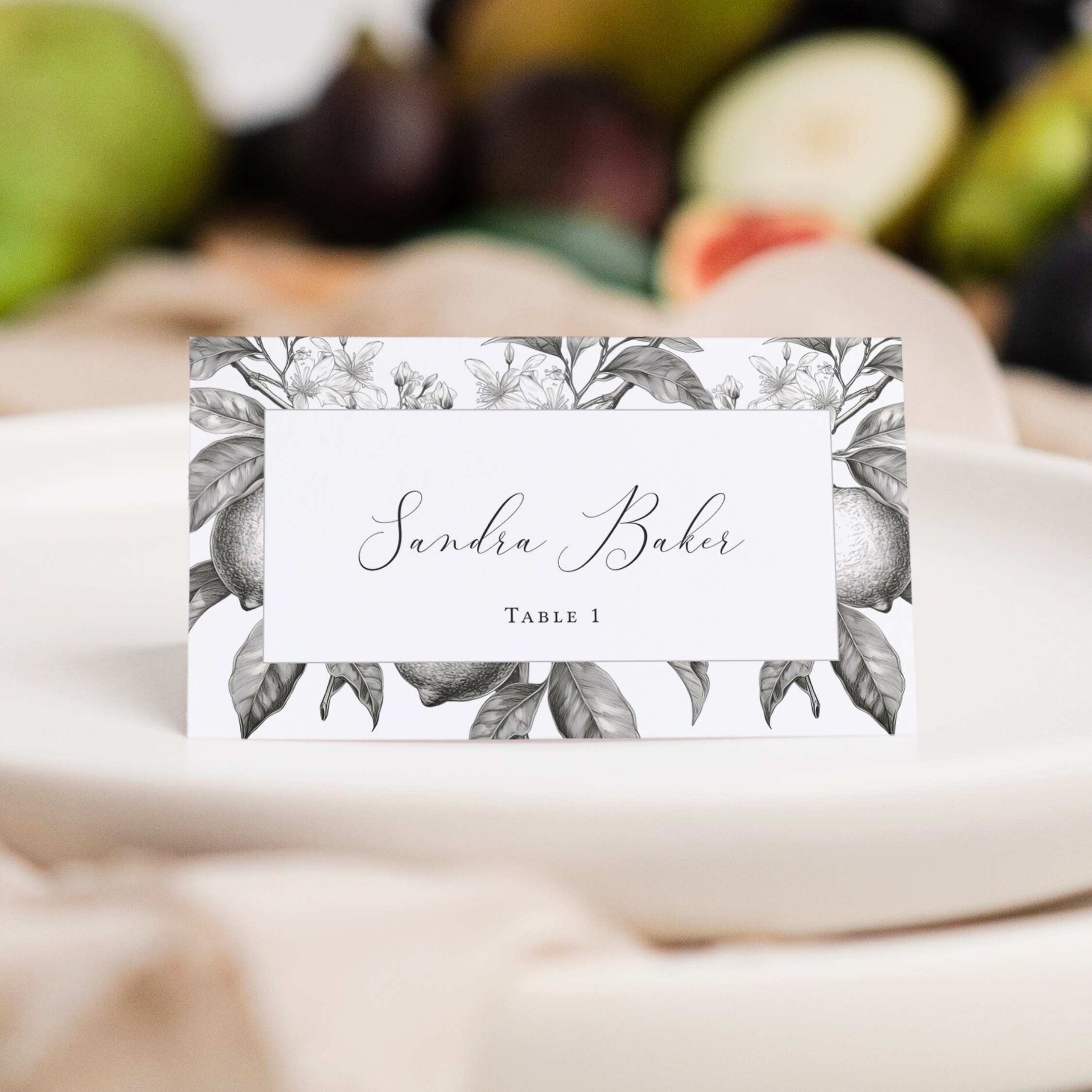 Mediterranean Lemon Wedding Place Card