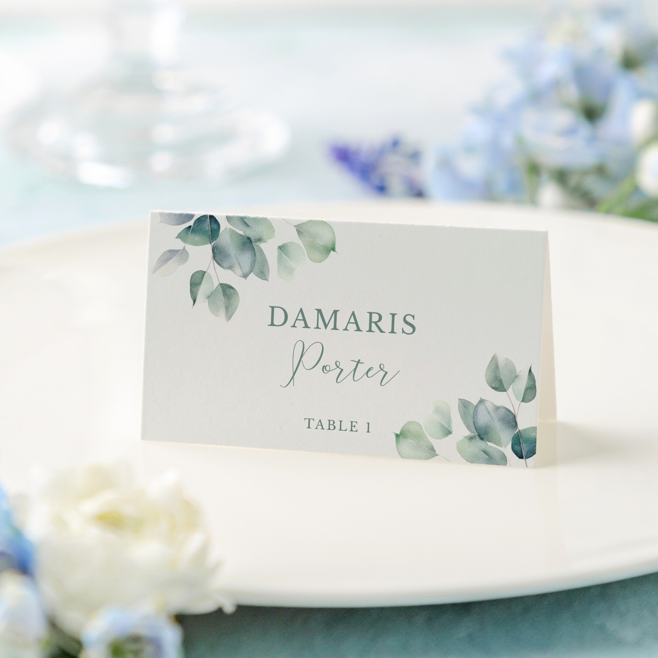 Eucalyptus Leaf Wedding Place Card