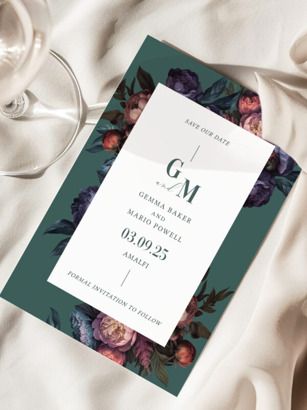 Baroque Peony Wedding Save the Date Card