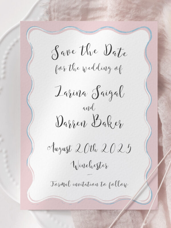 Chic Ripple Wedding Save the Date Card Template
