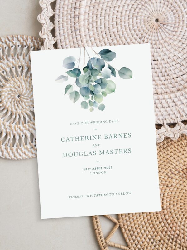 Eucalyptus Elegance Wedding Save the Date Card