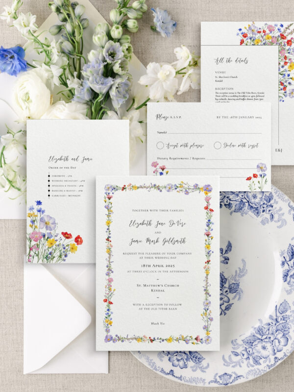 Meadow Blossom Wedding Invitation Suite Template Set