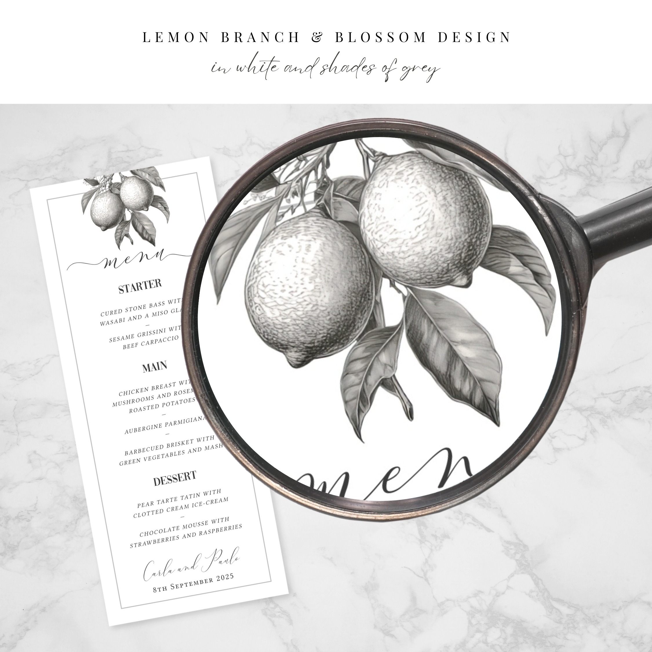 Tuscan Lemon Slim Wedding Menu - Image 7