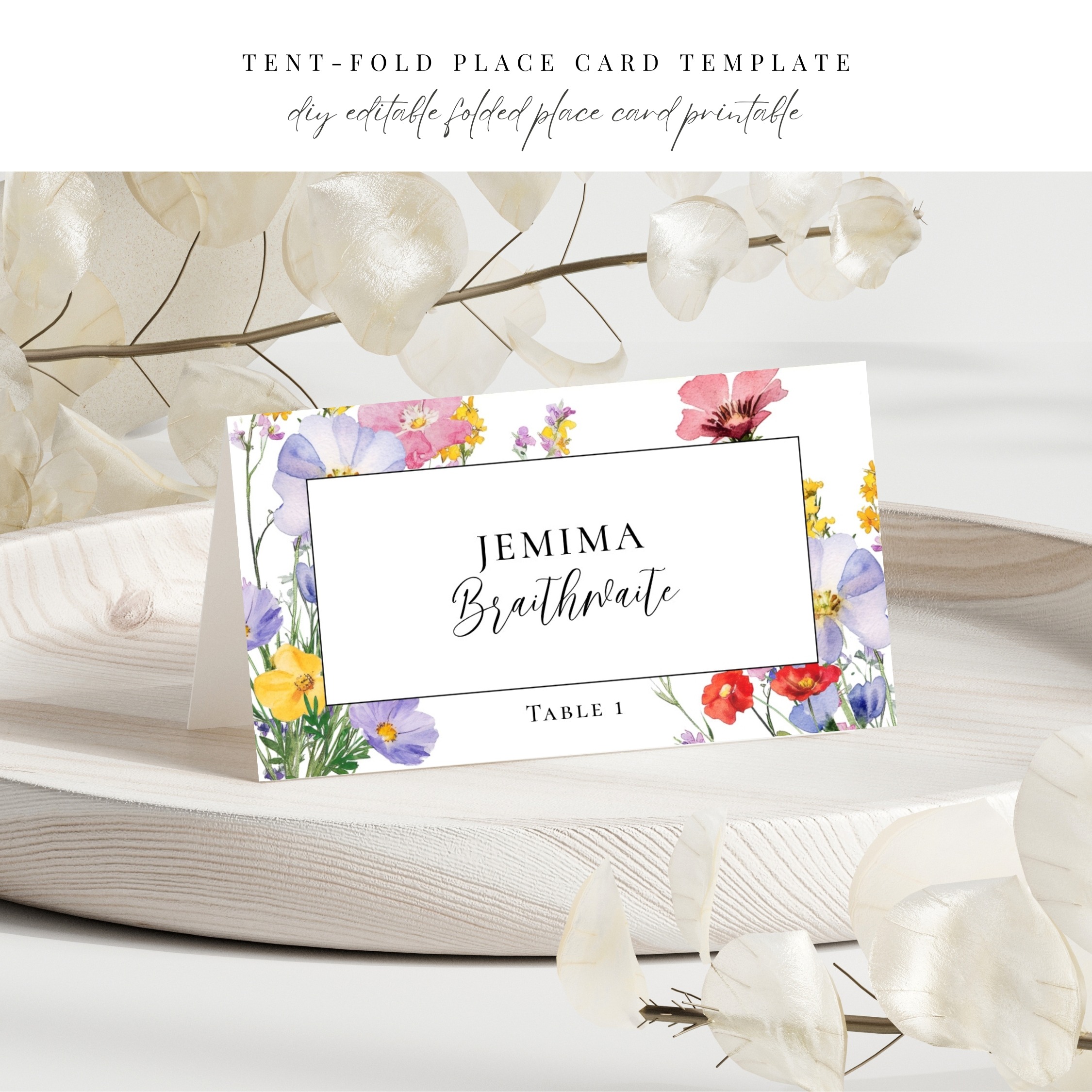 Vibrant Wildflower Wedding Place Card - Image 2