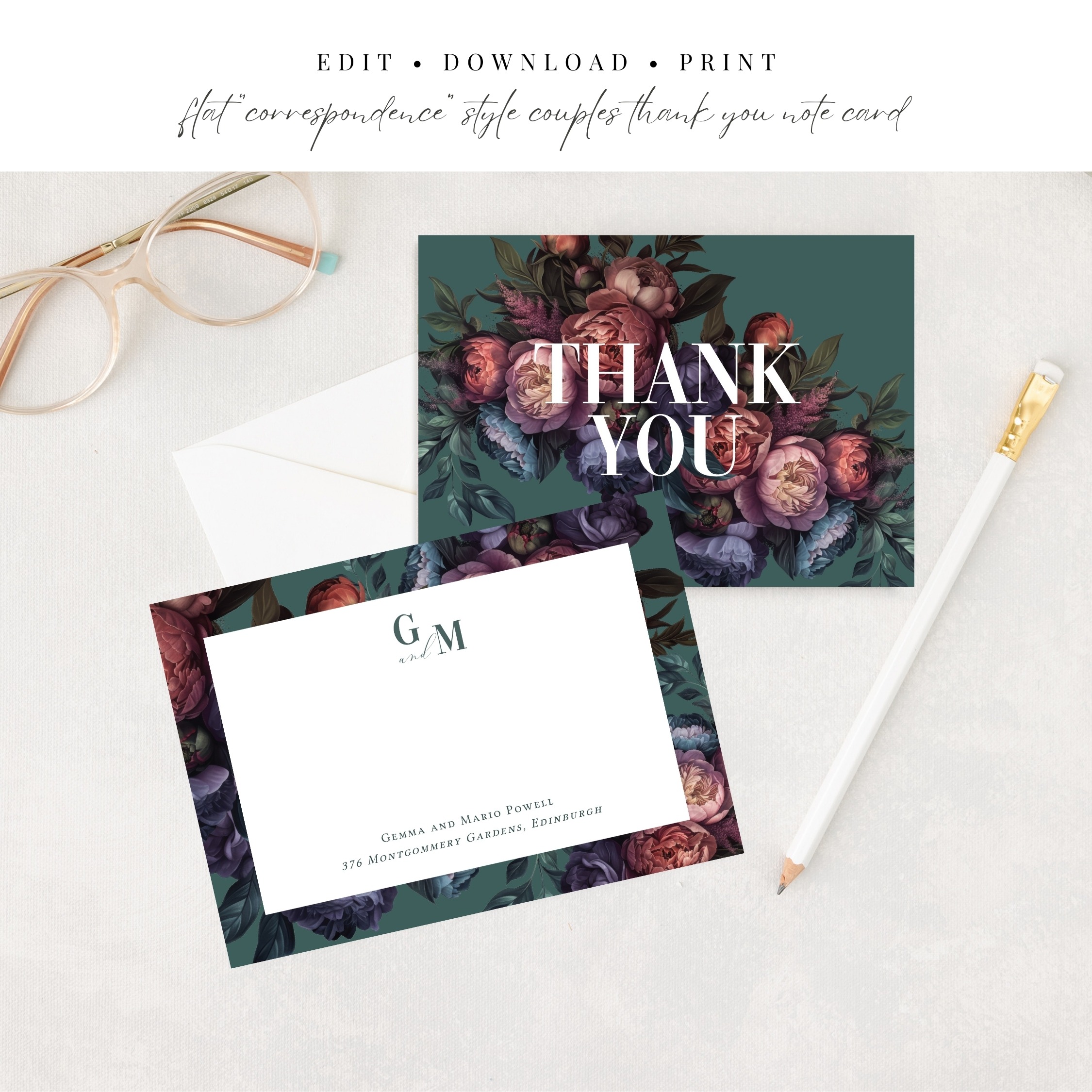 Opulent Peony Correspondence Thank You - Image 2