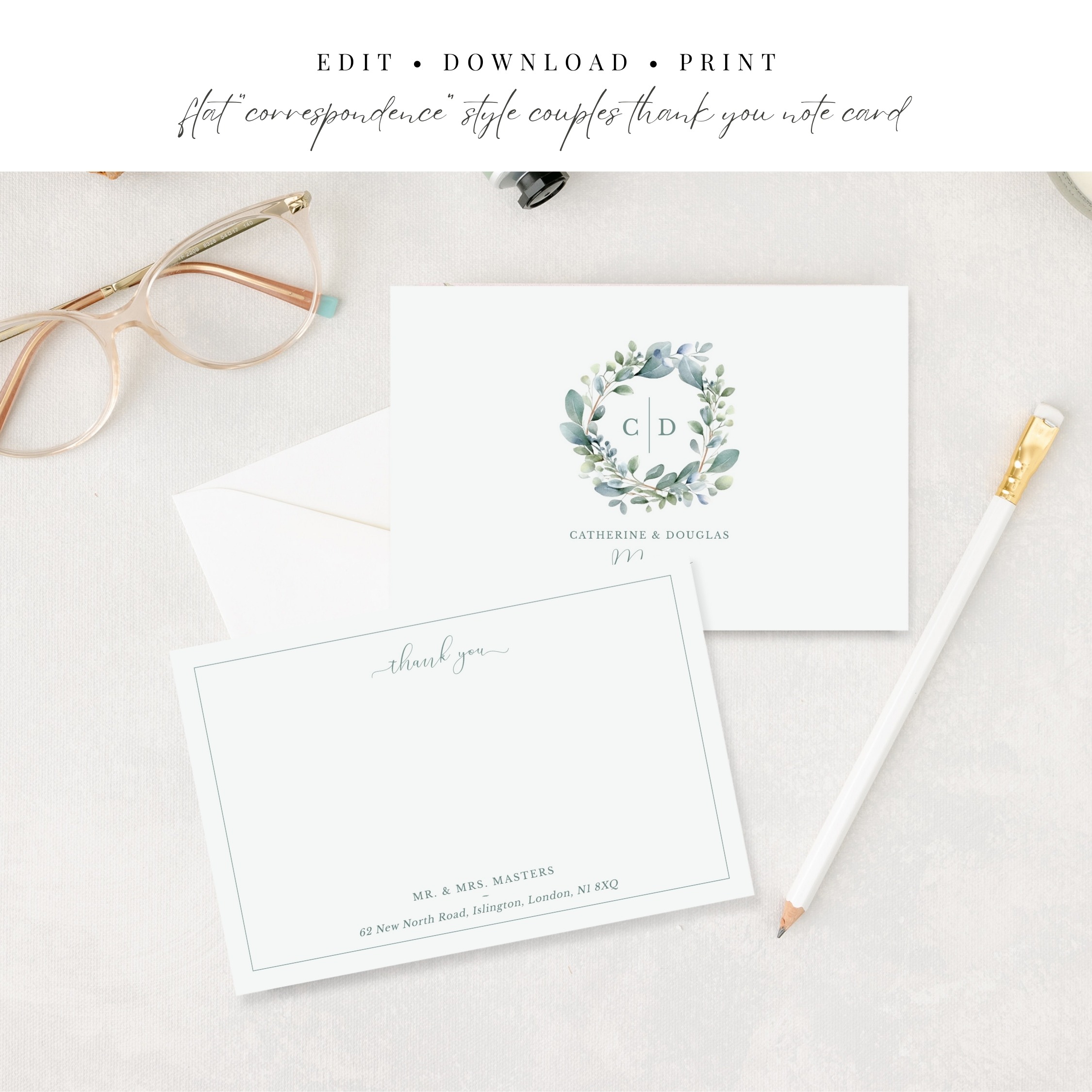 Monogram Crest Correspondence Thank You - Image 2