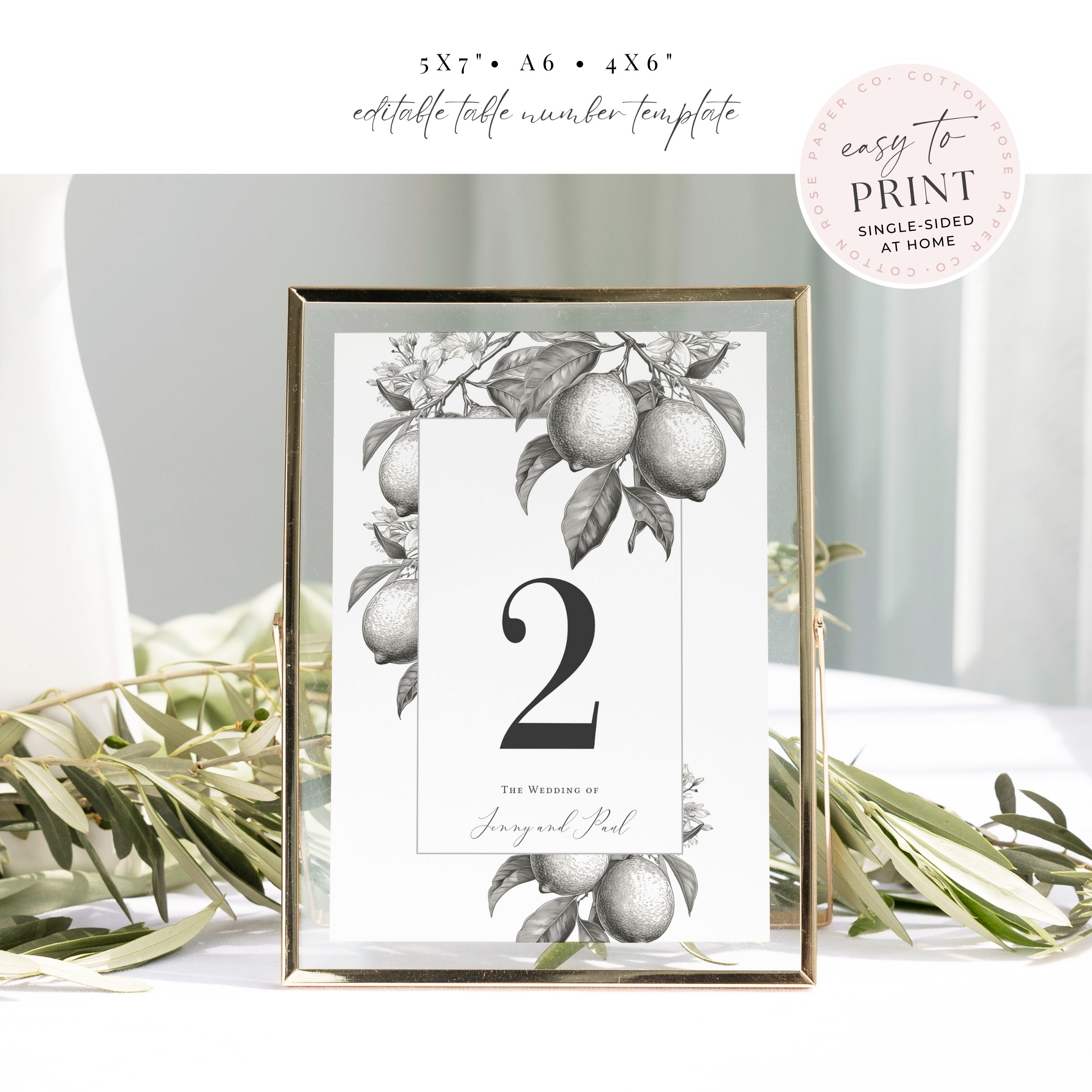 Tuscan Lemon Table Numbers - Image 2