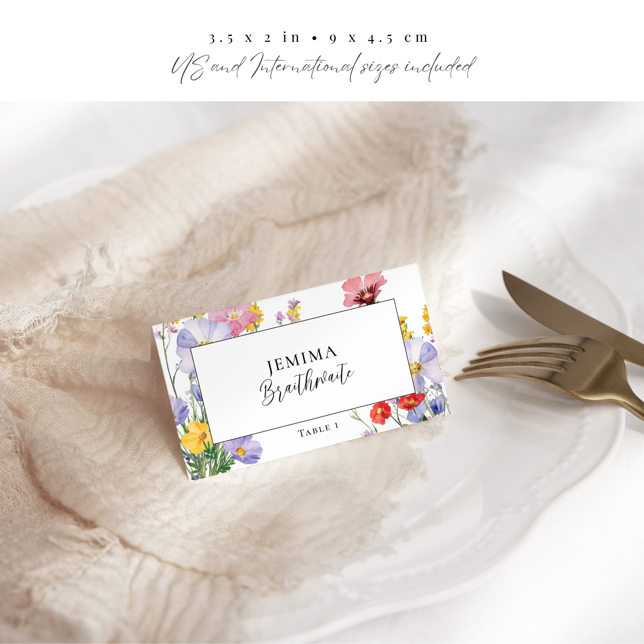 Vibrant Wildflower Wedding Place Card - Image 3