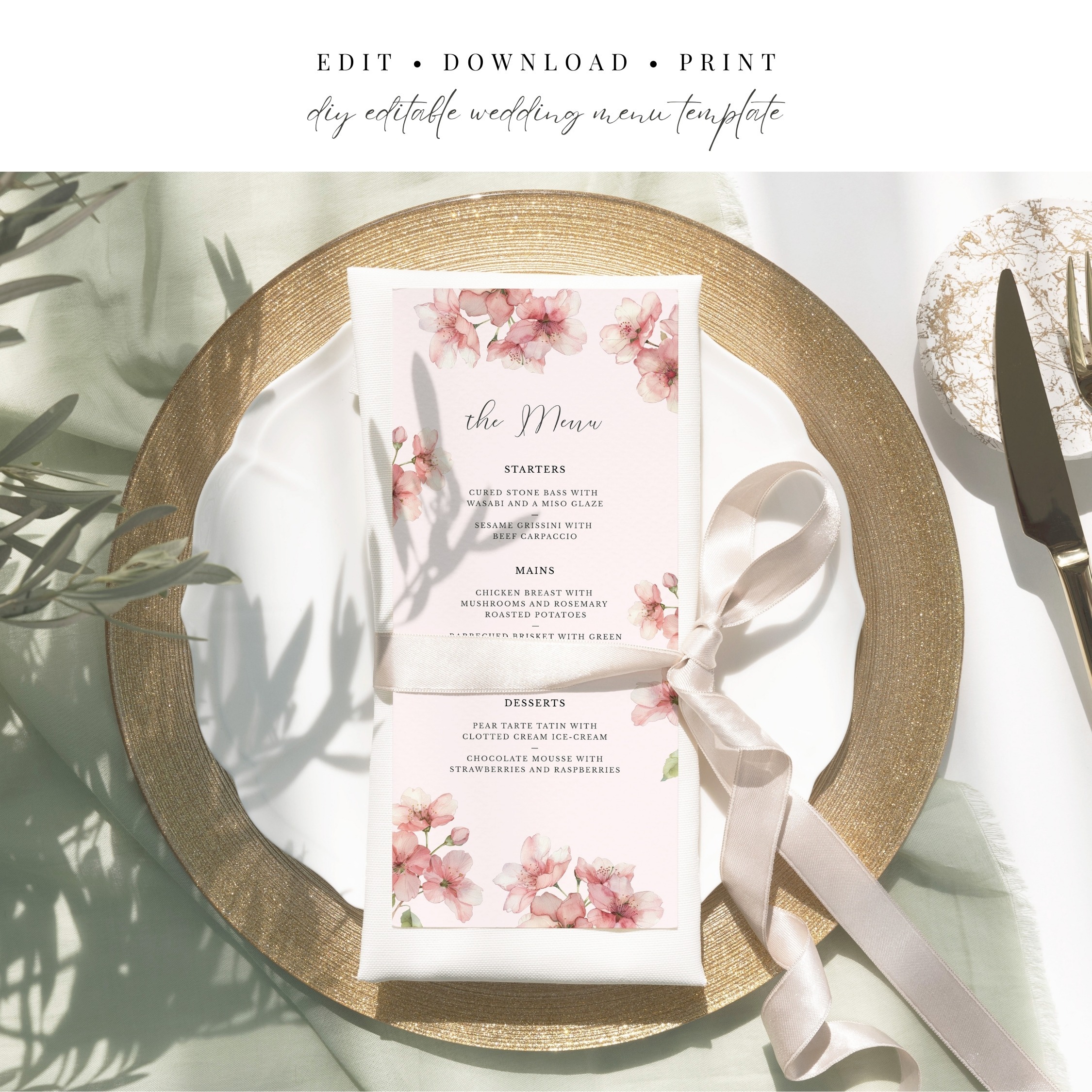 Sakura Blossom Slim Wedding Menu - Image 2