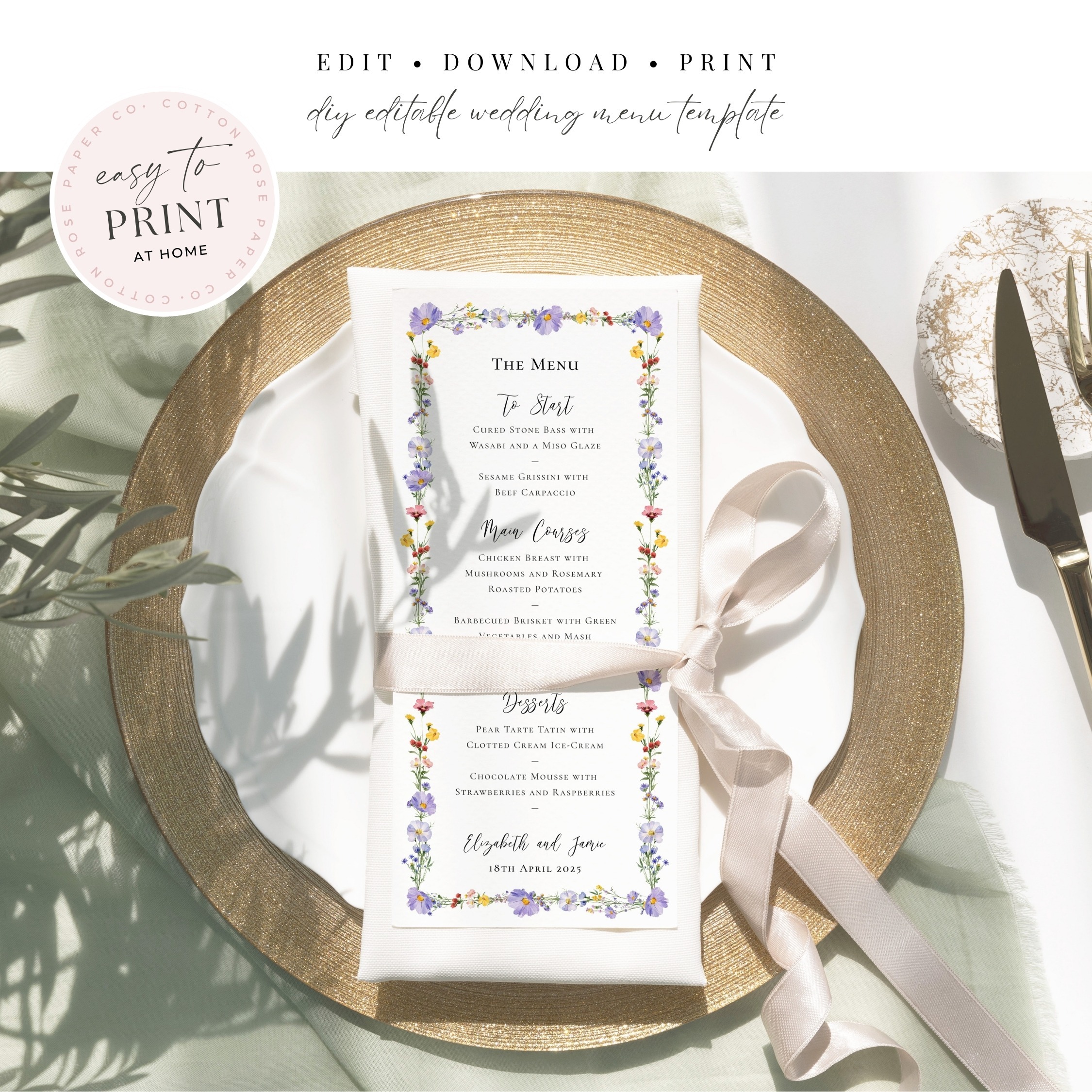 Meadow Blossom Slim Wedding Menu - Image 2