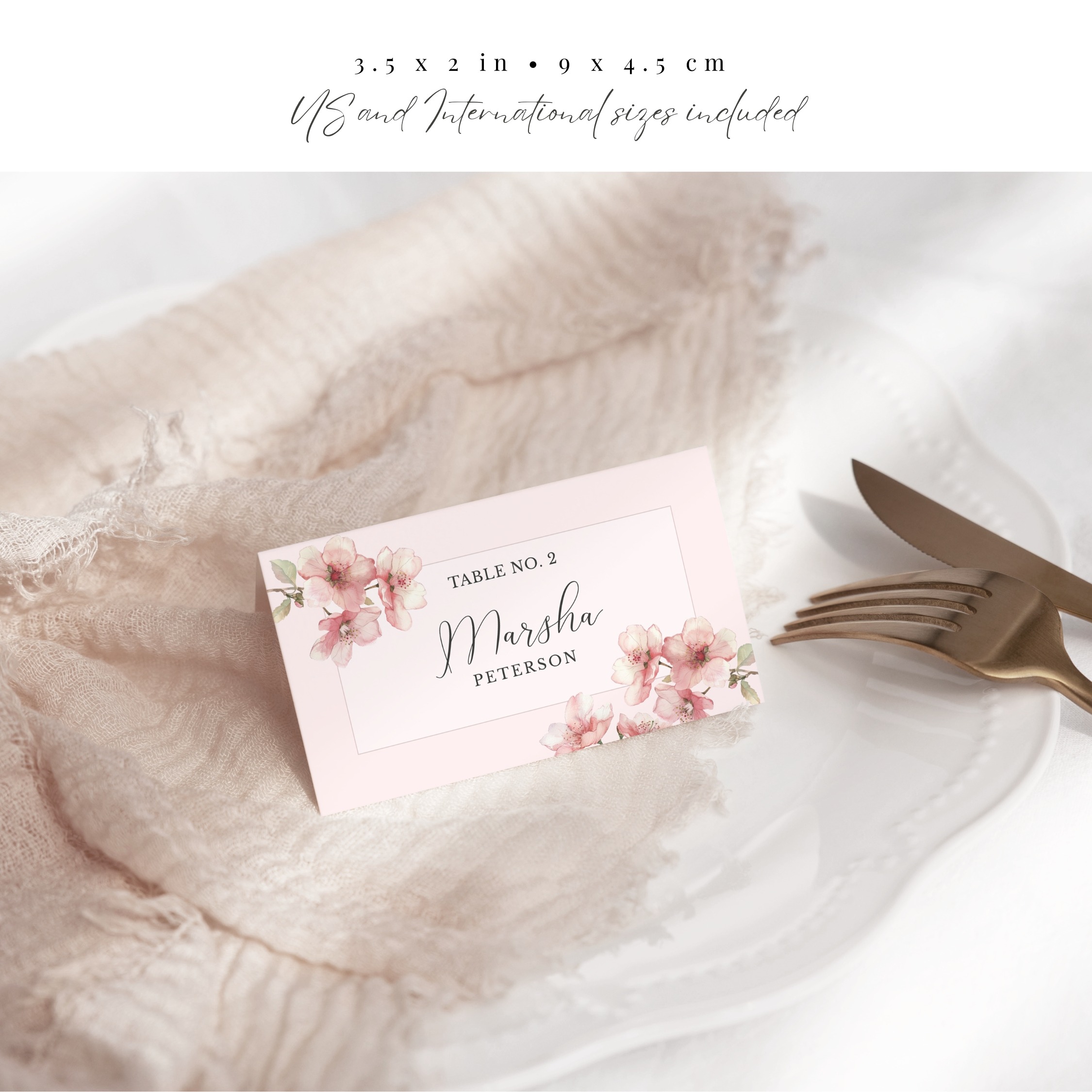 Pink Cherry Blossom Place Card - Image 3