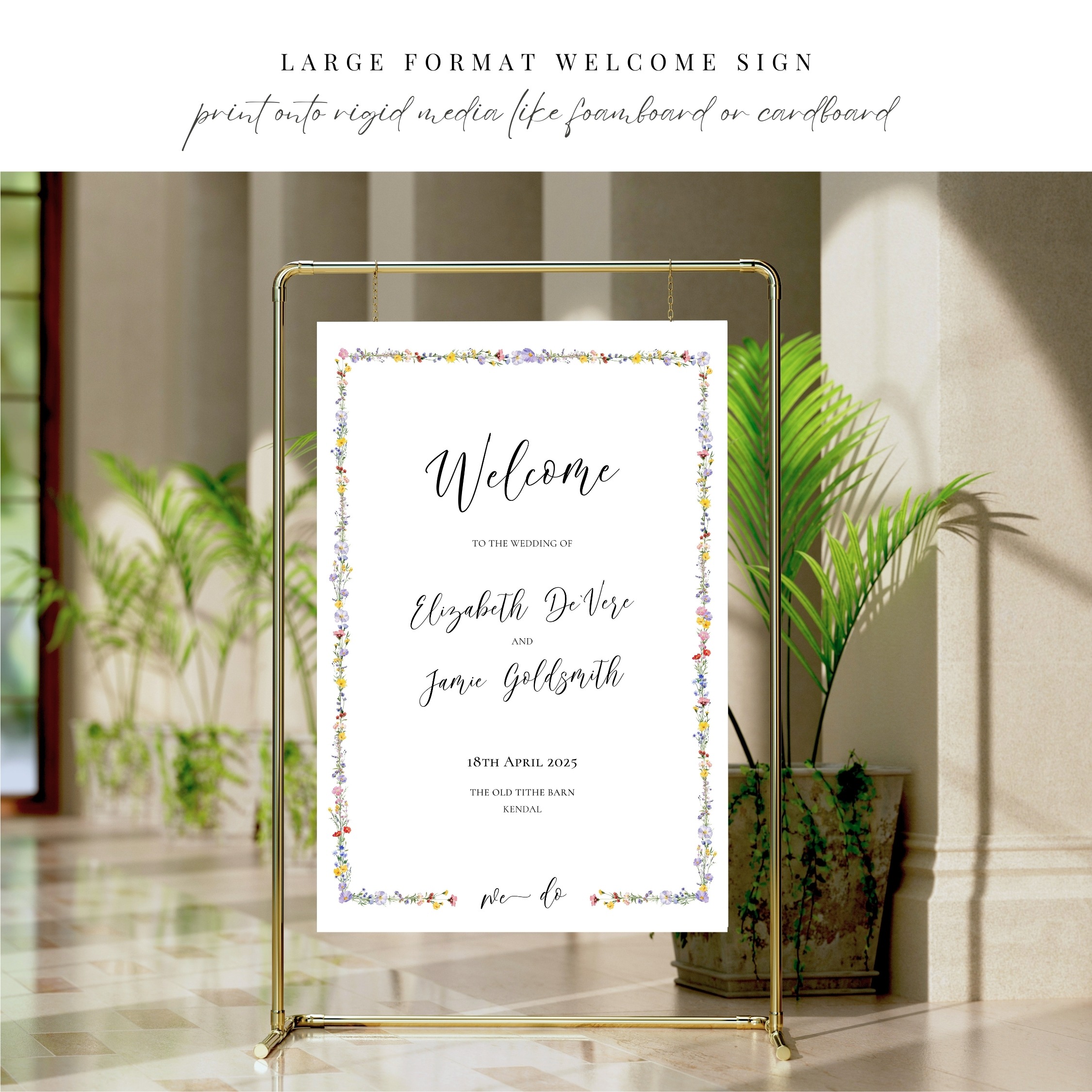 Wildflower Border Wedding Welcome Sign - Image 4