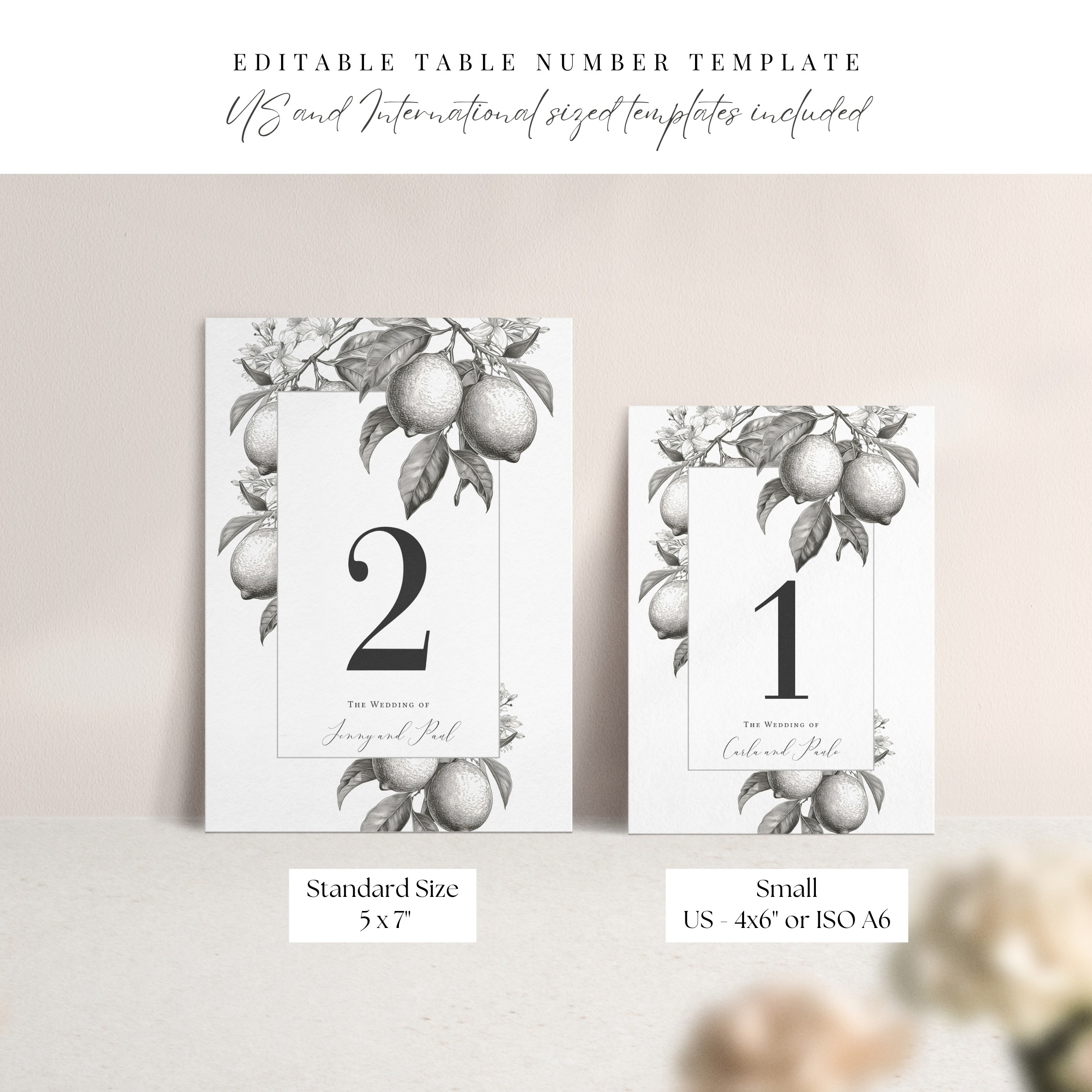 Tuscan Lemon Table Numbers - Image 3