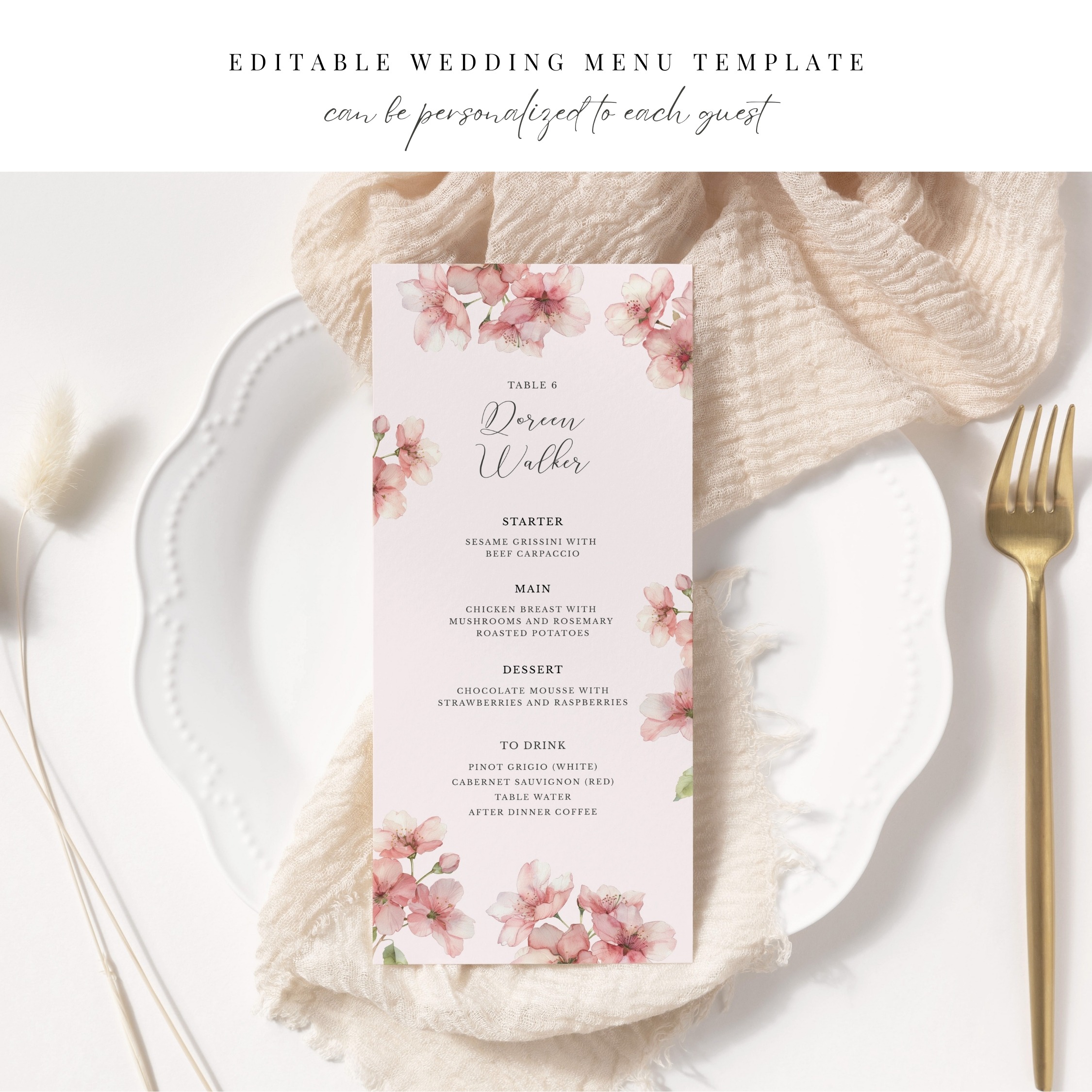 Sakura Blossom Slim Wedding Menu - Image 3
