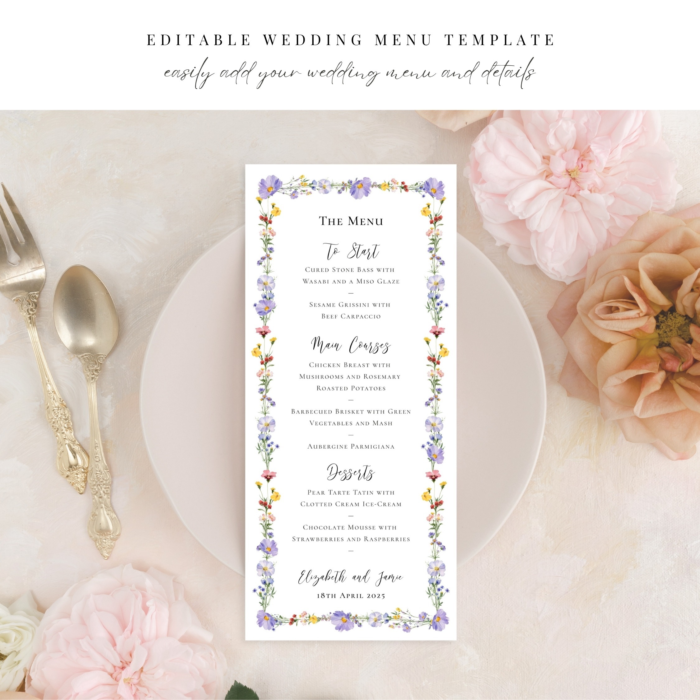 Meadow Blossom Slim Wedding Menu - Image 3