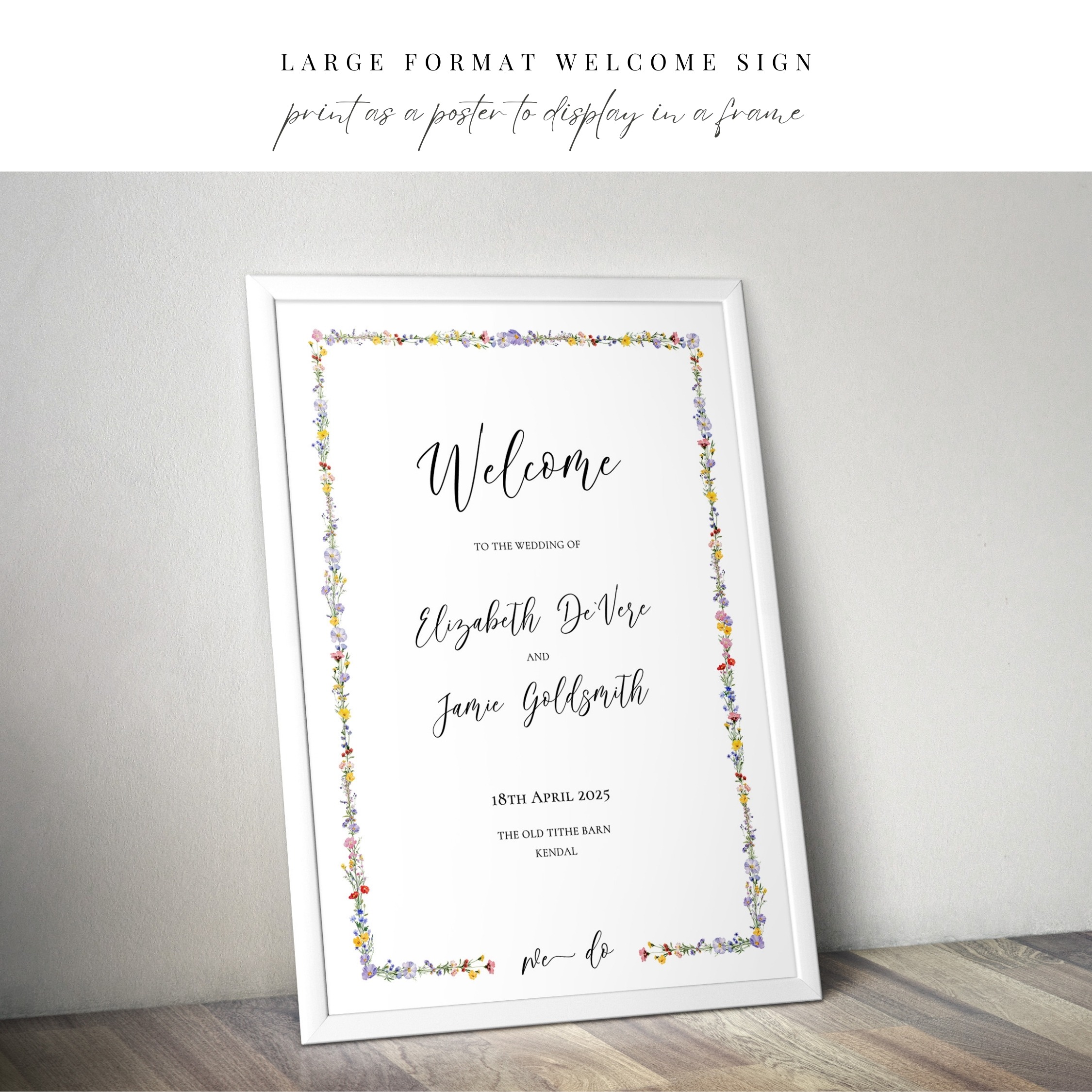 Wildflower Border Wedding Welcome Sign - Image 7