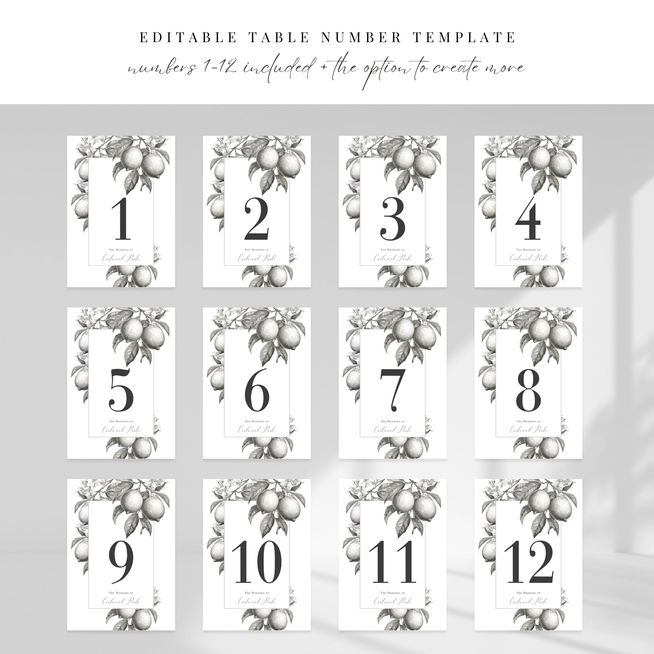 Tuscan Lemon Table Numbers - Image 4