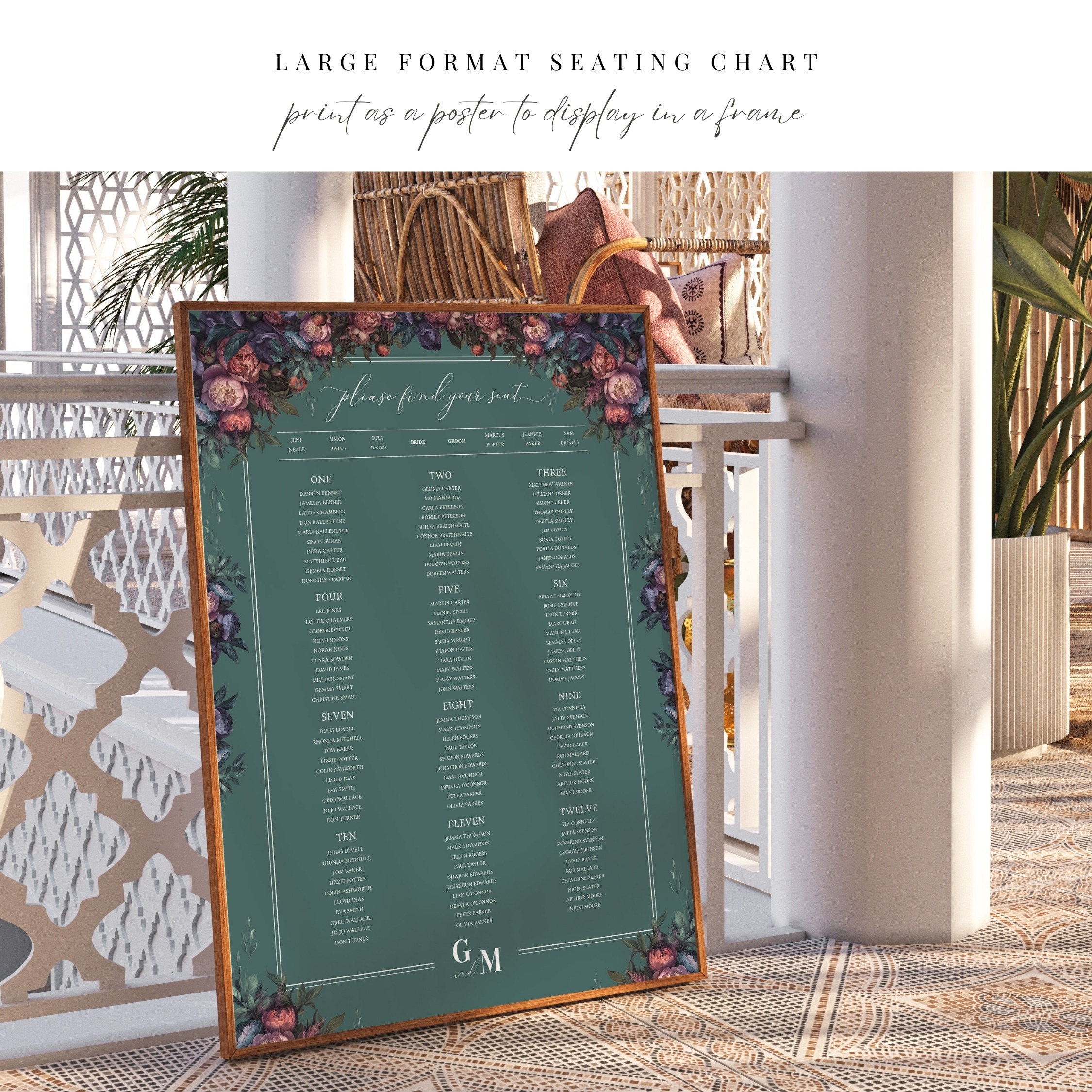 Opulent Peony Wedding Seating Chart - Image 4