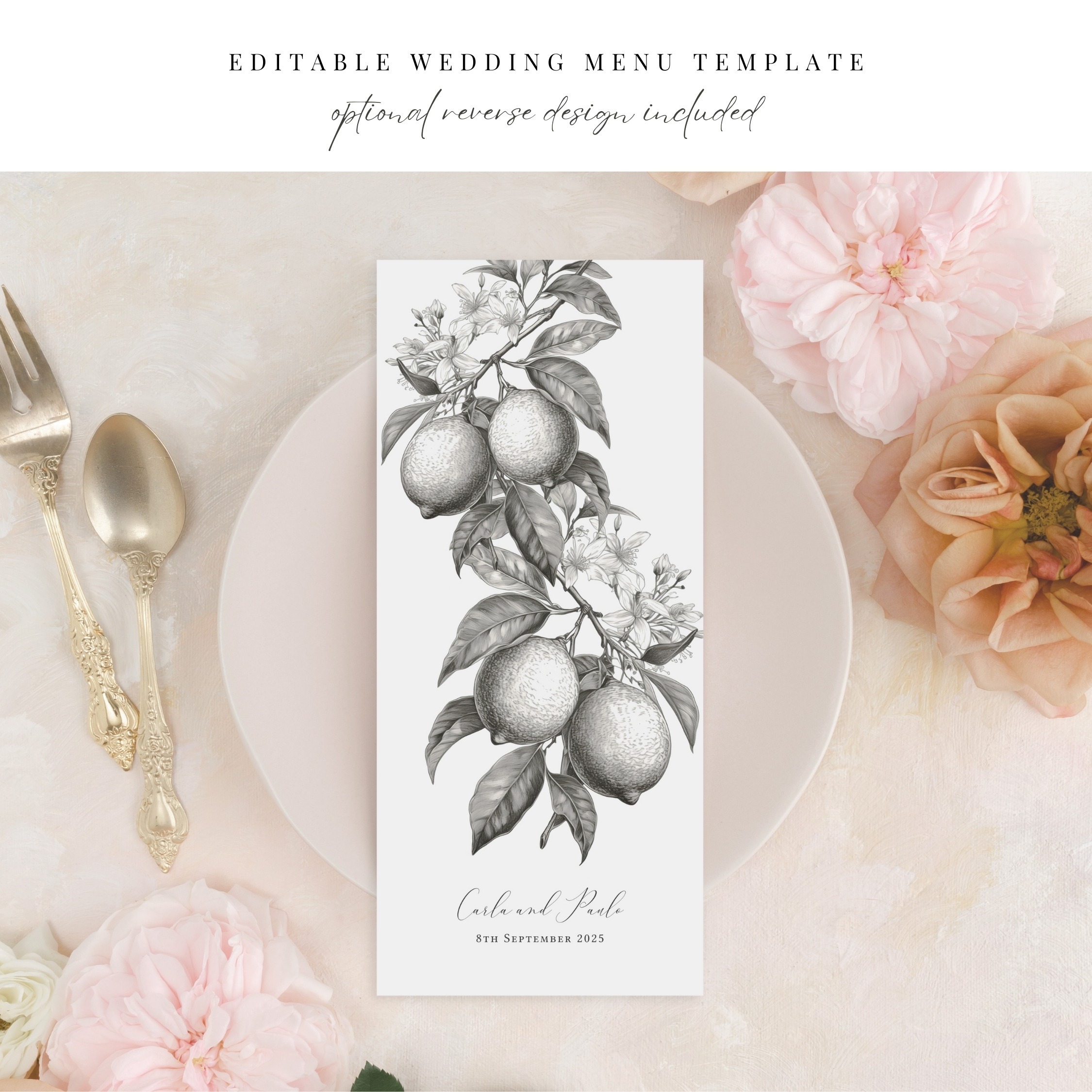 Tuscan Lemon Slim Wedding Menu - Image 4