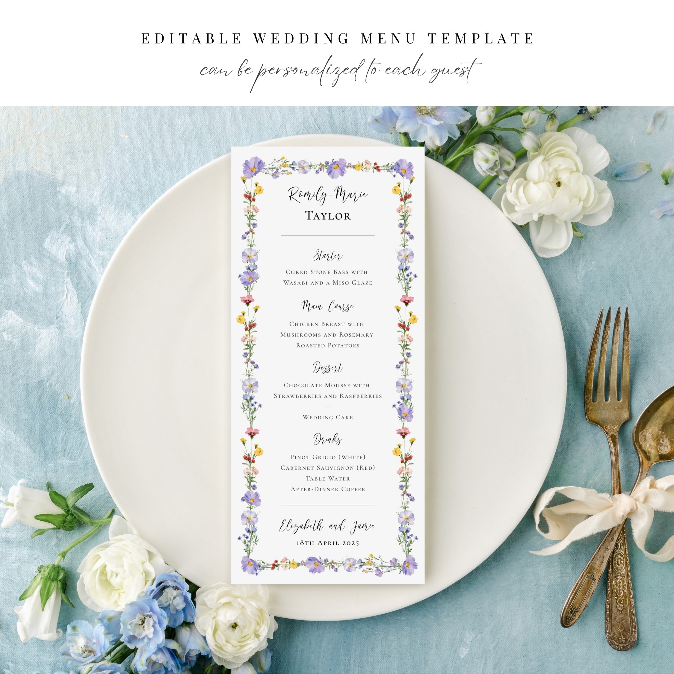 Meadow Blossom Slim Wedding Menu - Image 4