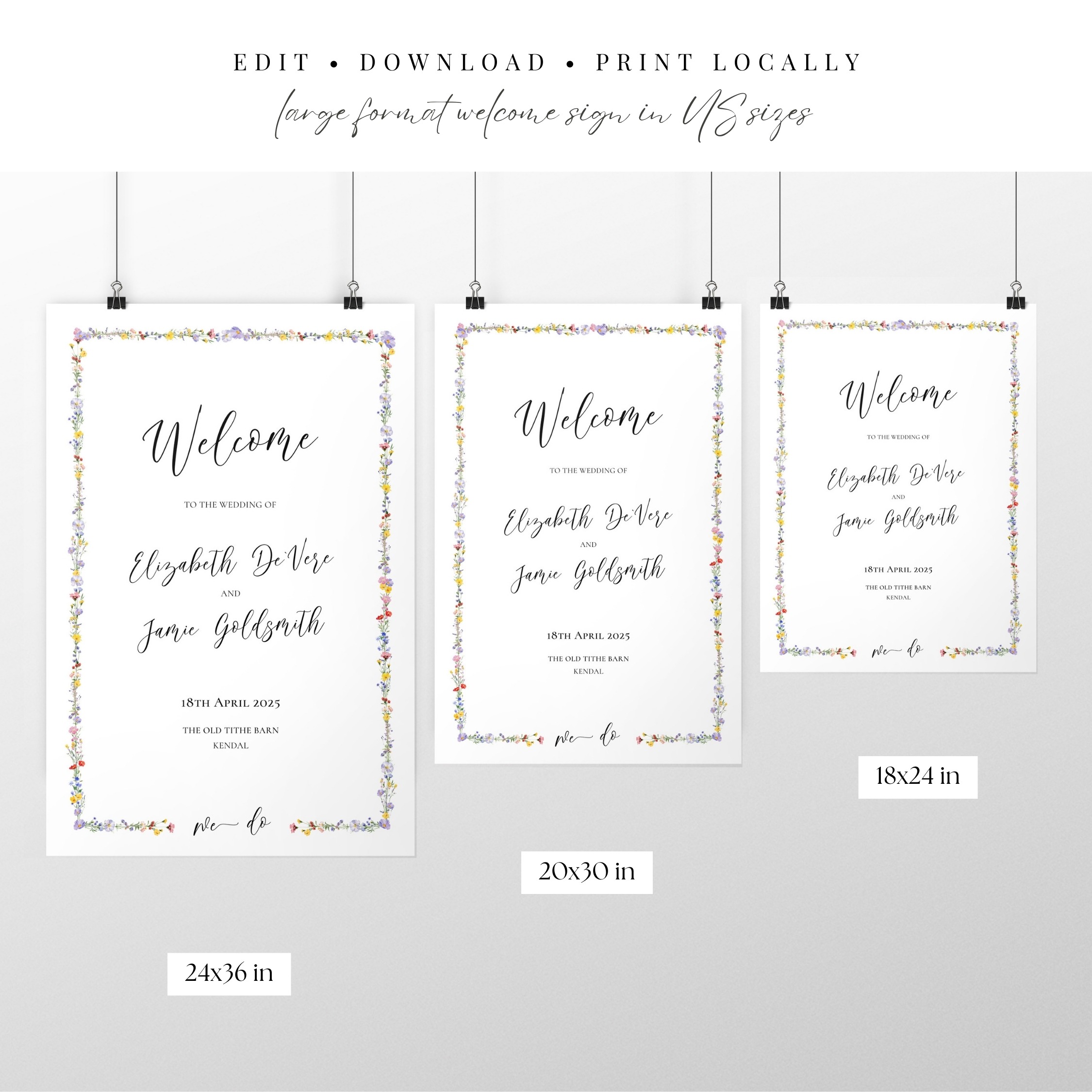 Wildflower Border Wedding Welcome Sign - Image 6