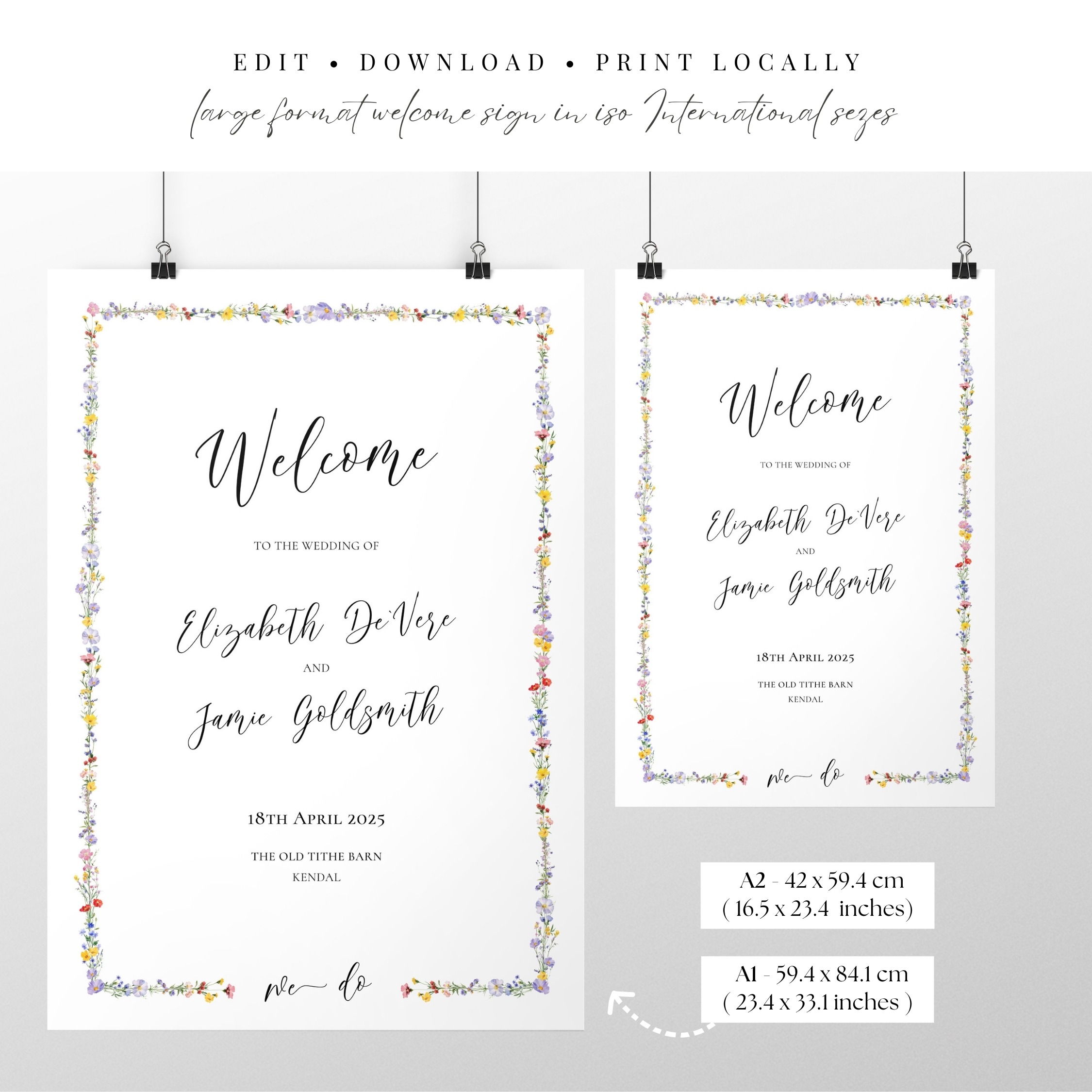 Wildflower Border Wedding Welcome Sign - Image 5