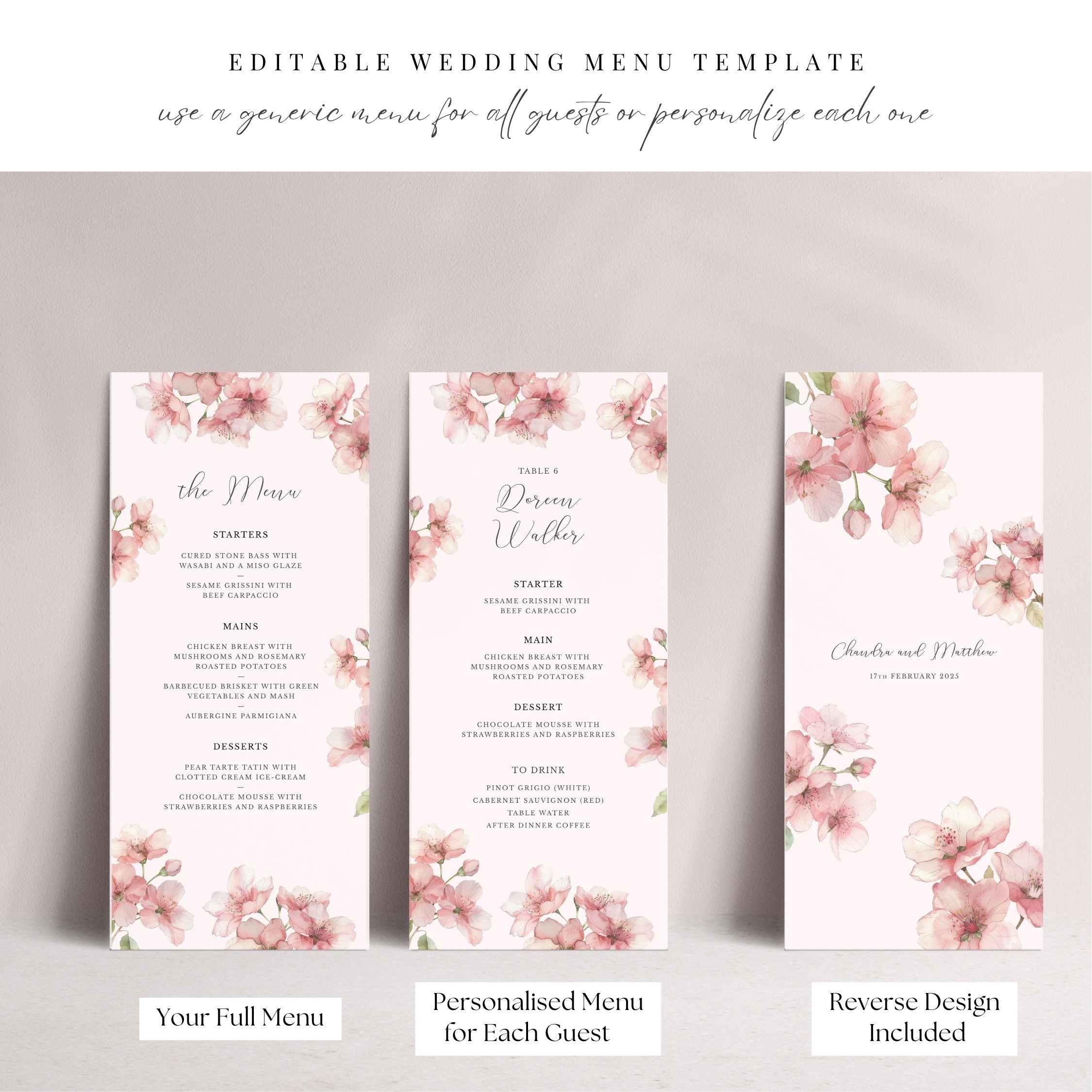 Sakura Blossom Slim Wedding Menu - Image 6