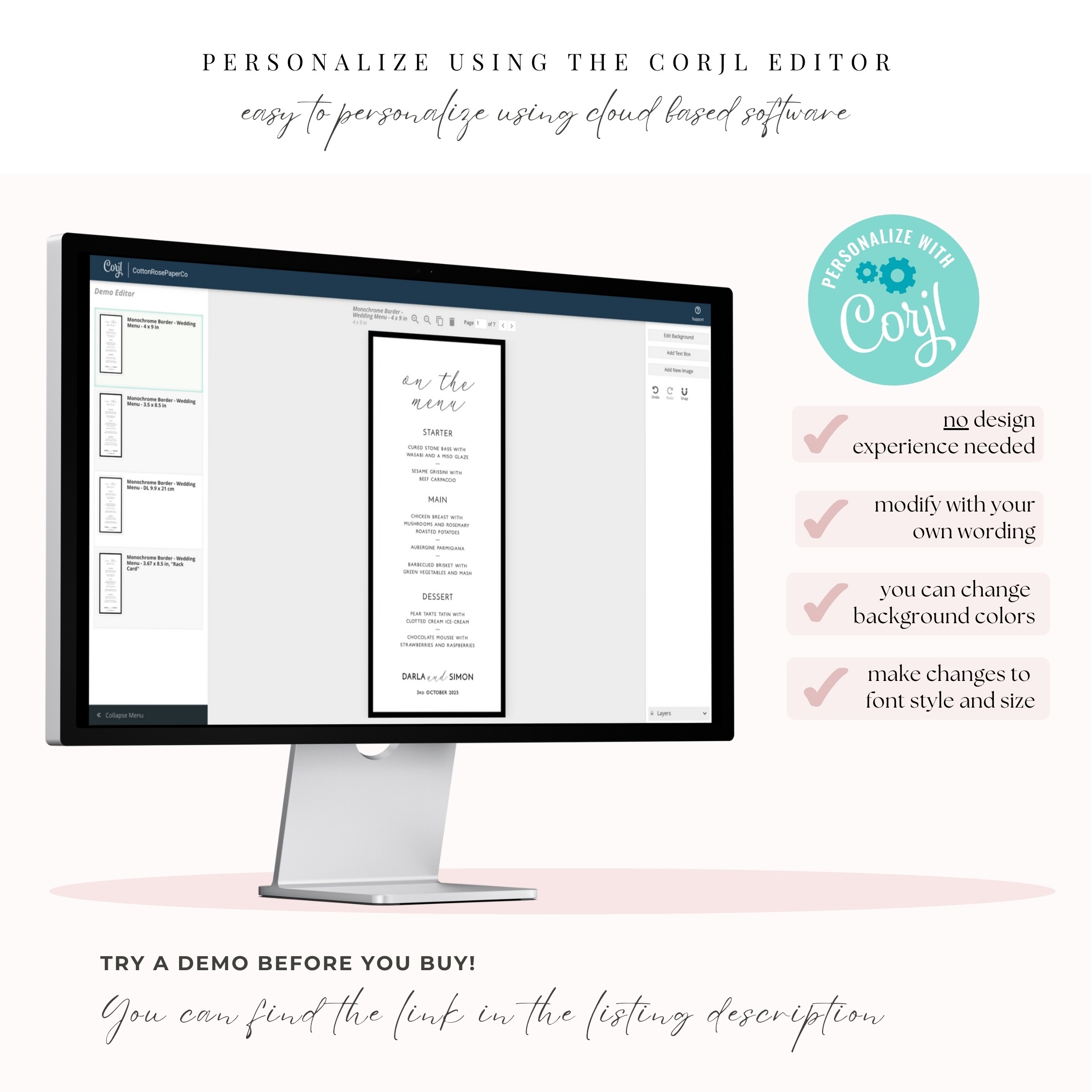 Black Border Slim Wedding Menu - Image 6