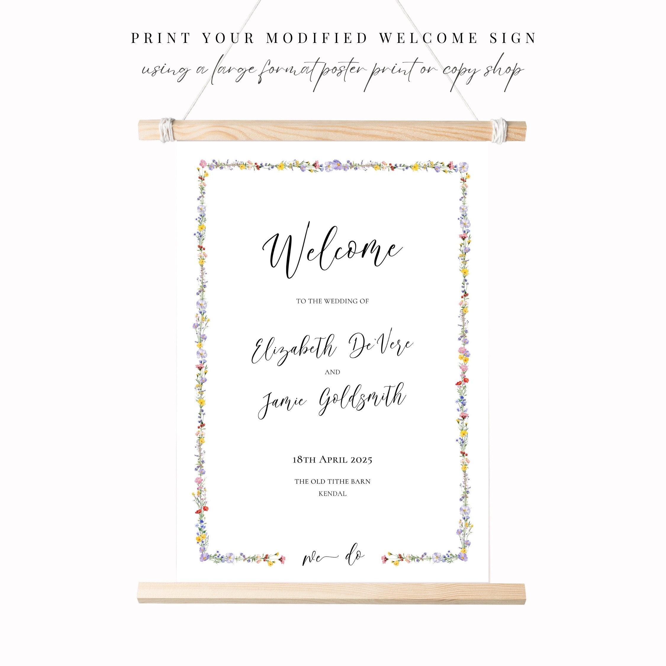 Wildflower Border Wedding Welcome Sign - Image 8