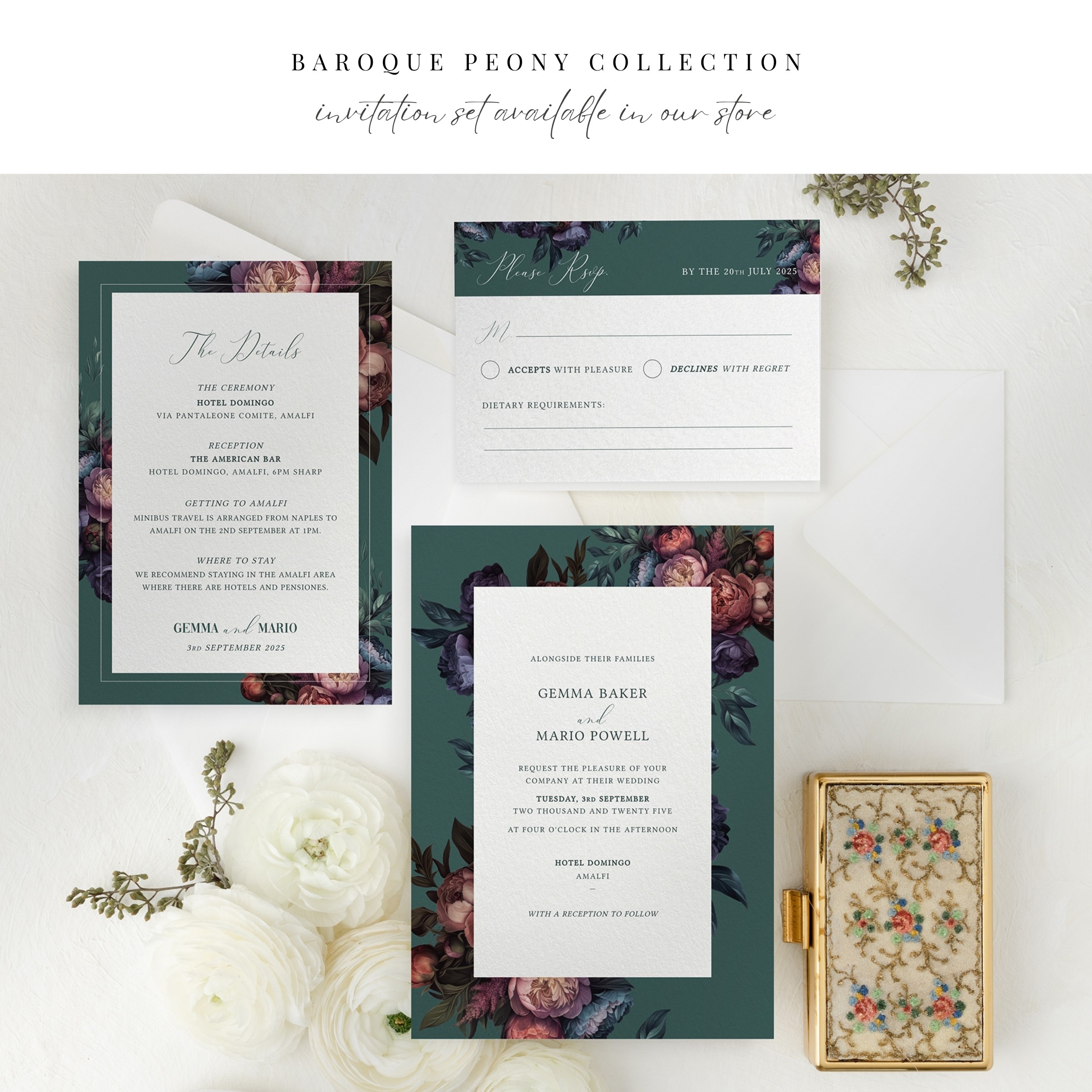 Elegant Peony Save the Date - Image 9