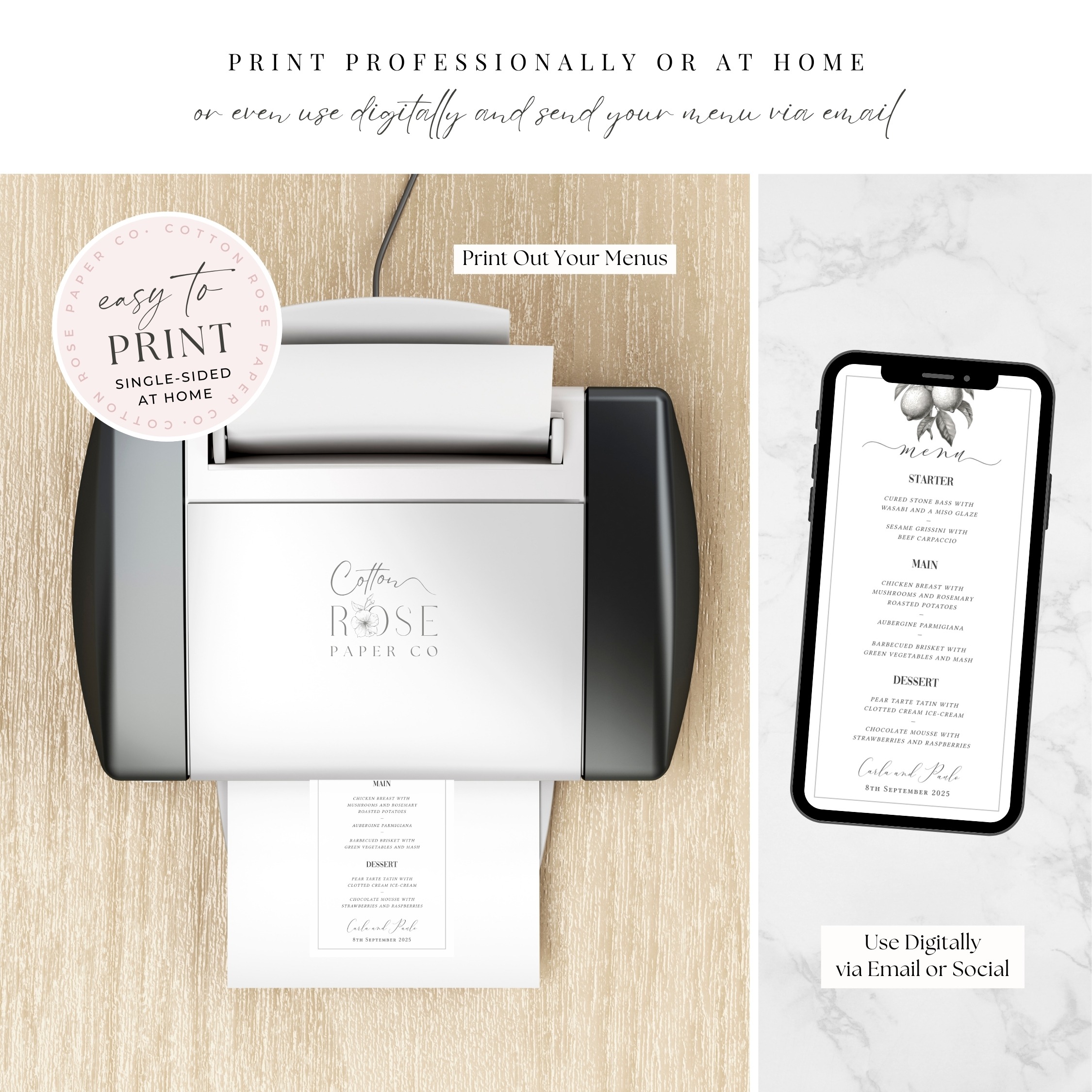 Tuscan Lemon Slim Wedding Menu - Image 9