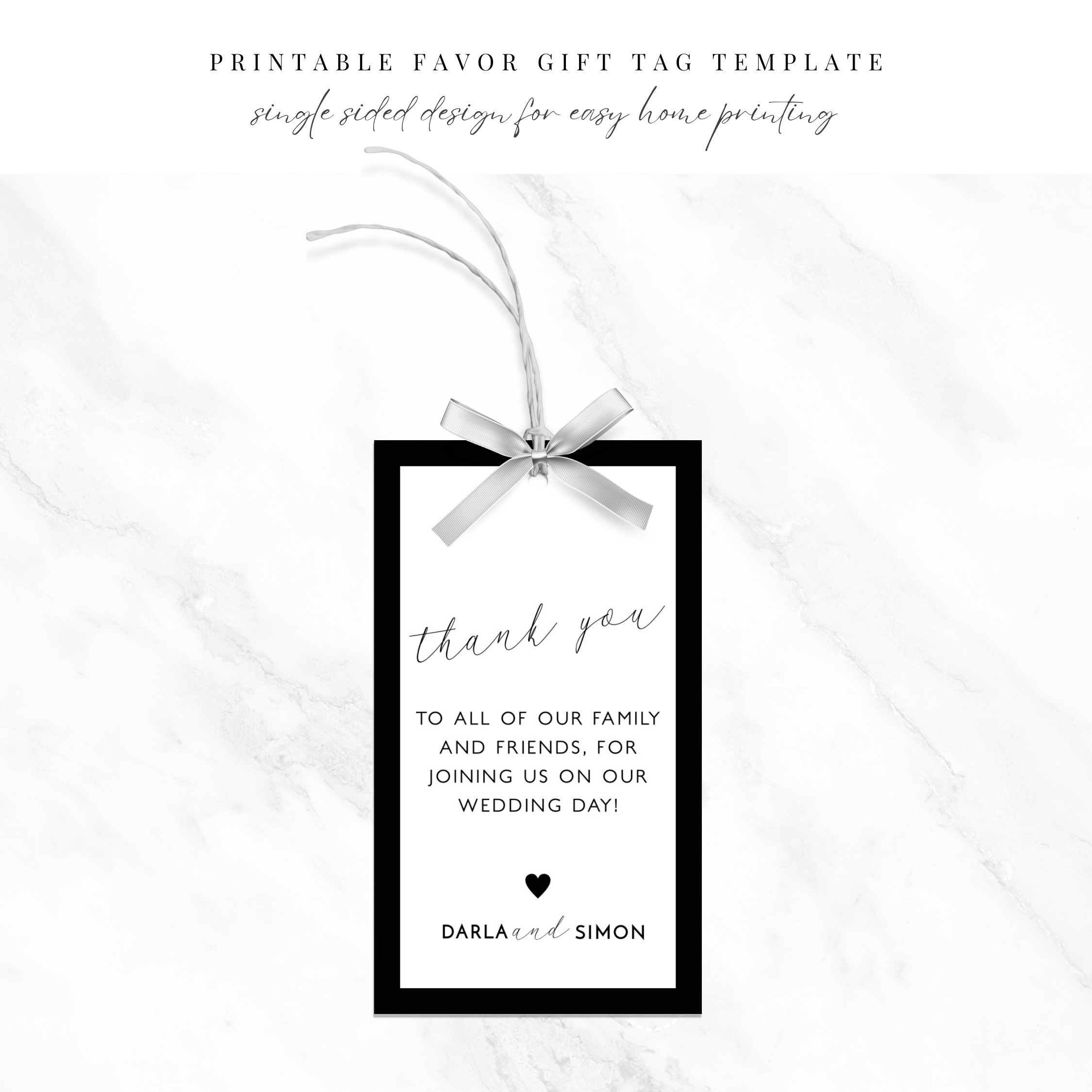 Black Border Wedding Favor or Gift Tag - Image 2