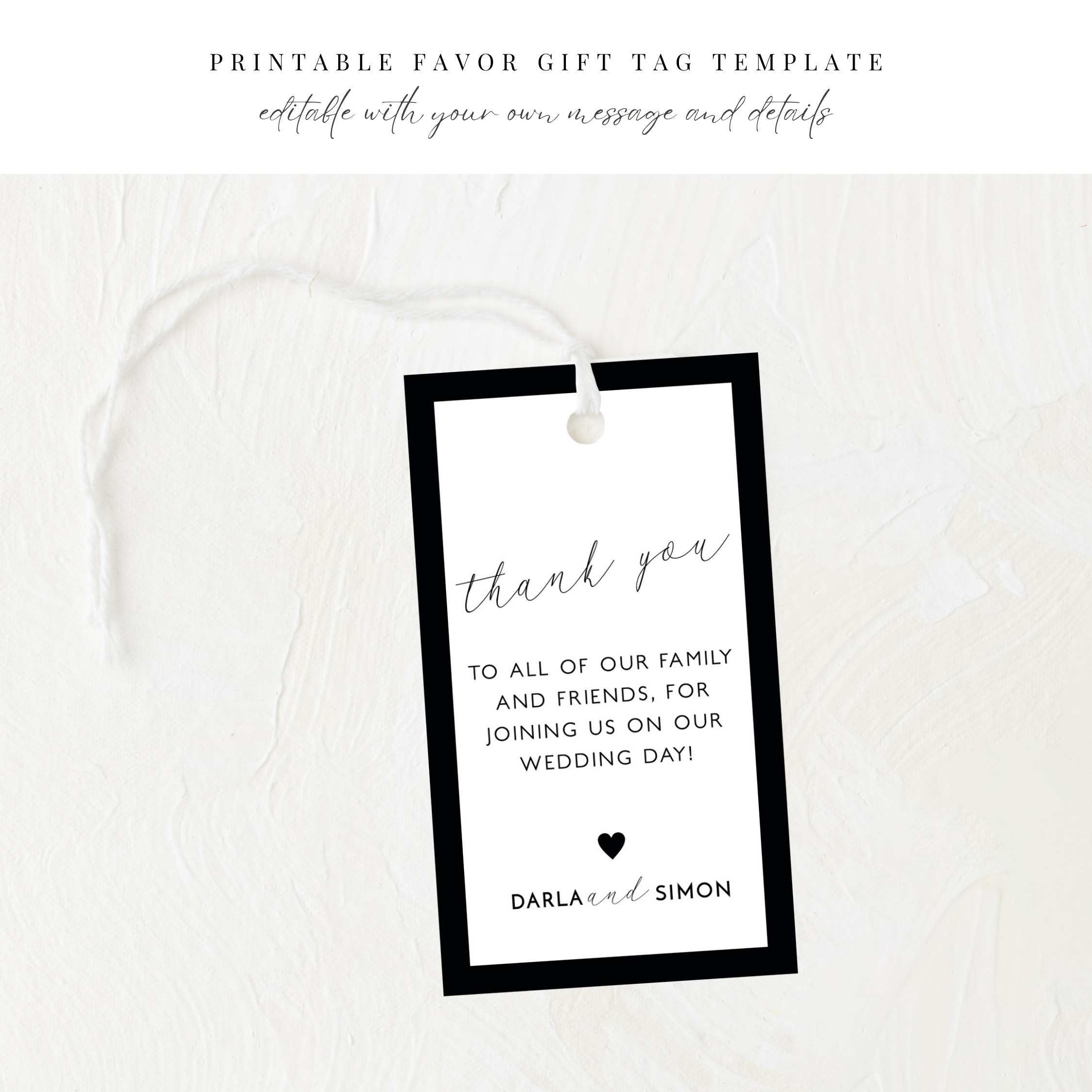 Black Border Wedding Favor or Gift Tag - Image 3