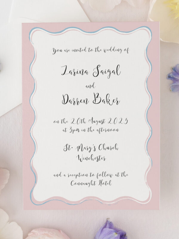 Wavy border wedding invitation template