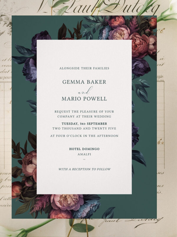 Baroque Peony Wedding Invitation