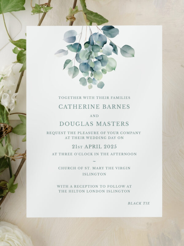 Eucalyptus Elegance greenery wedding invitation template