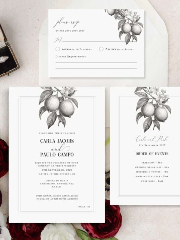Tuscan Lemon Grove Wedding Invitation Suite