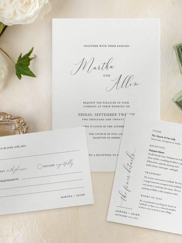 Elegant minimal wedding stationery suite